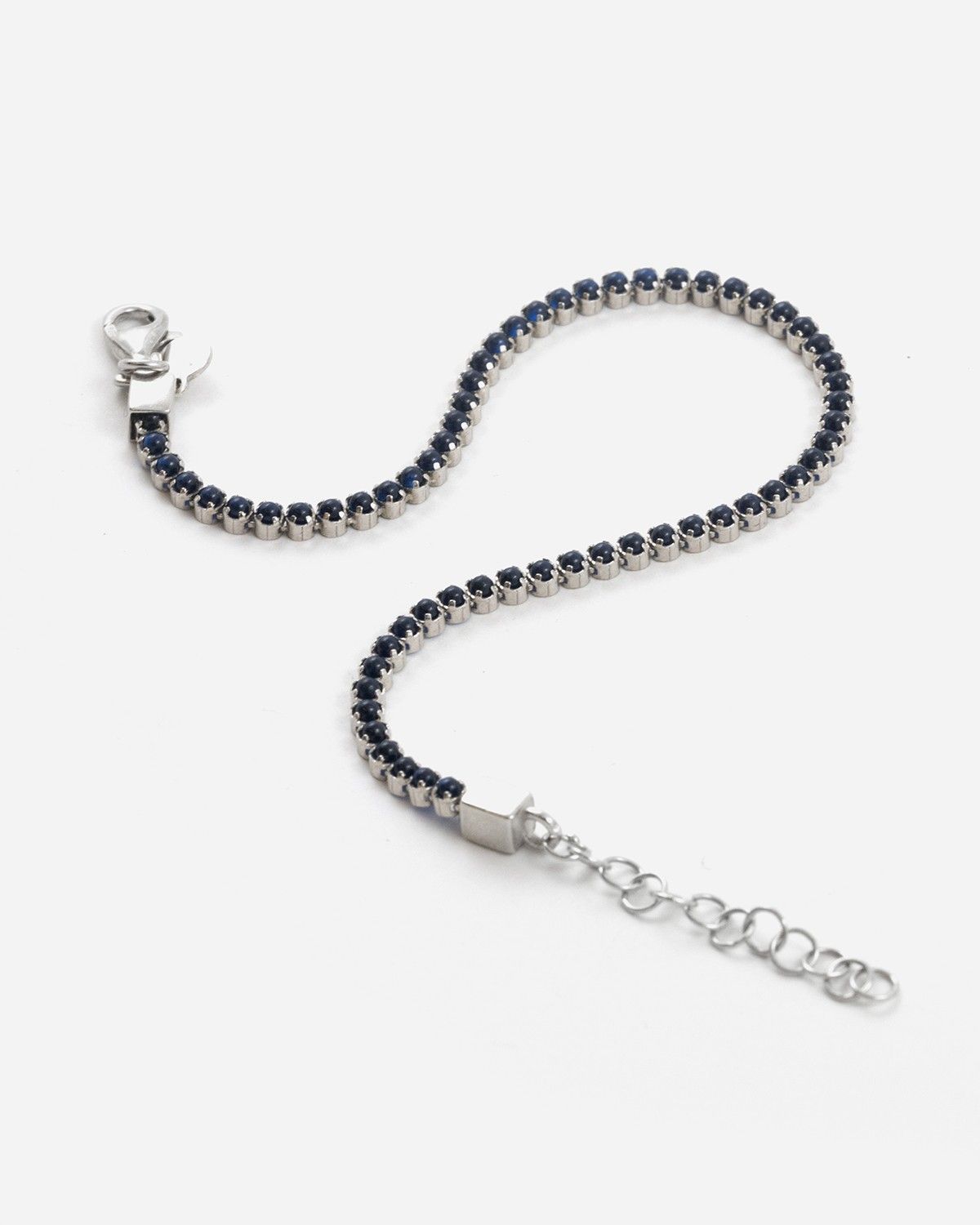 SILVER TENNIS BRACELET WITH BLUE CABOCHON STONES