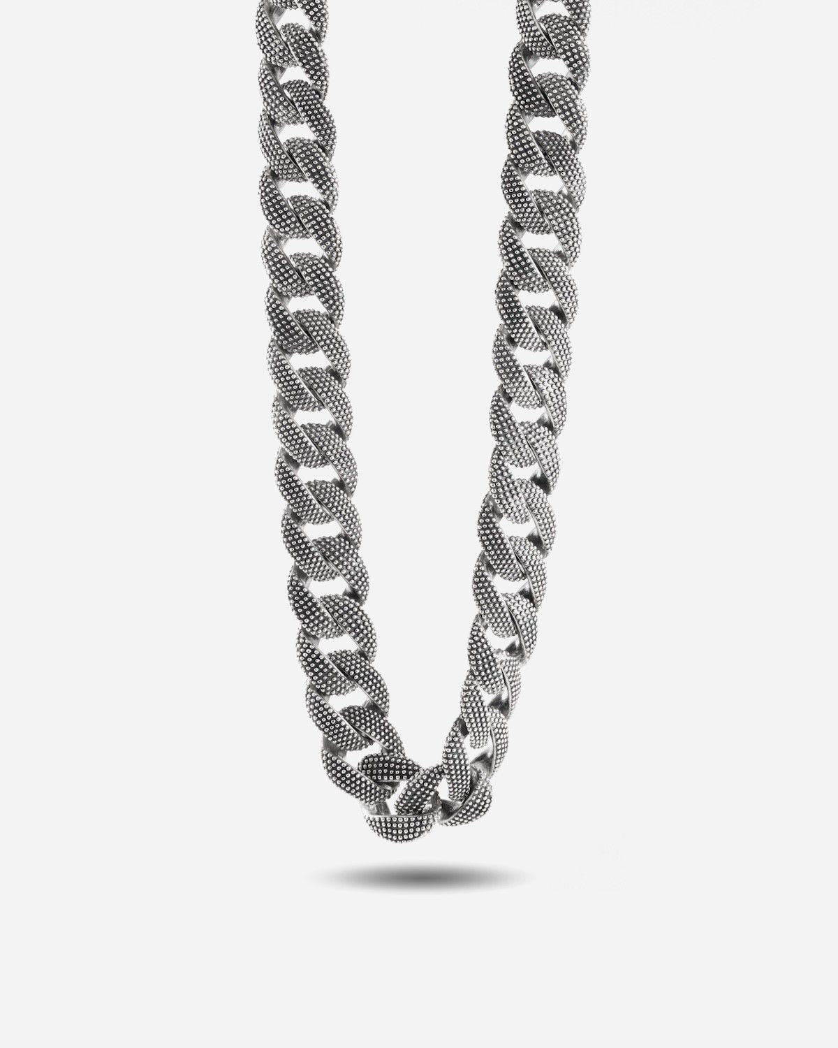 DOTTED CURB CHAIN NECKLACE / BURNISHED SILVER