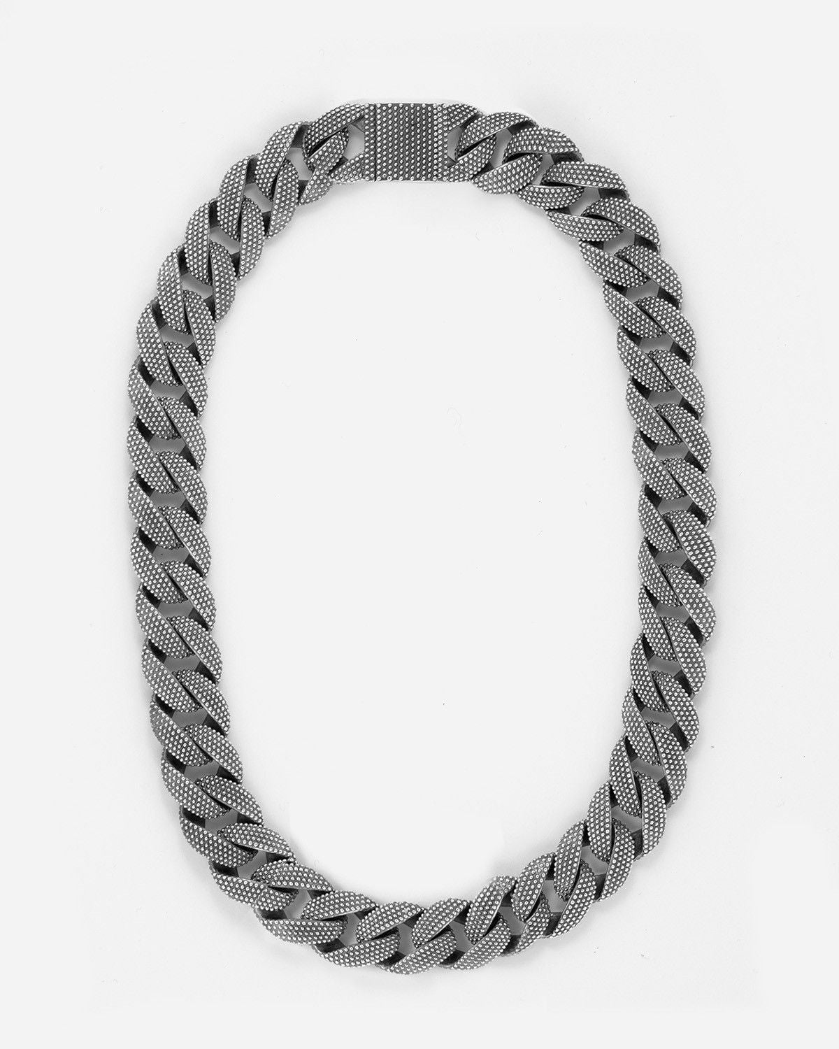 DOTTED CURB CHAIN NECKLACE / BURNISHED SILVER