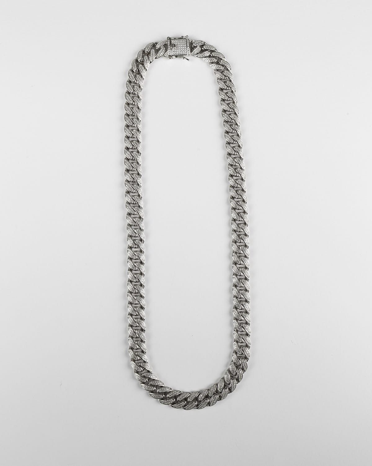 COLLIER GOURMETTE OVALE H120 AVEC ZIRCON CUBIQUE / ARGENT