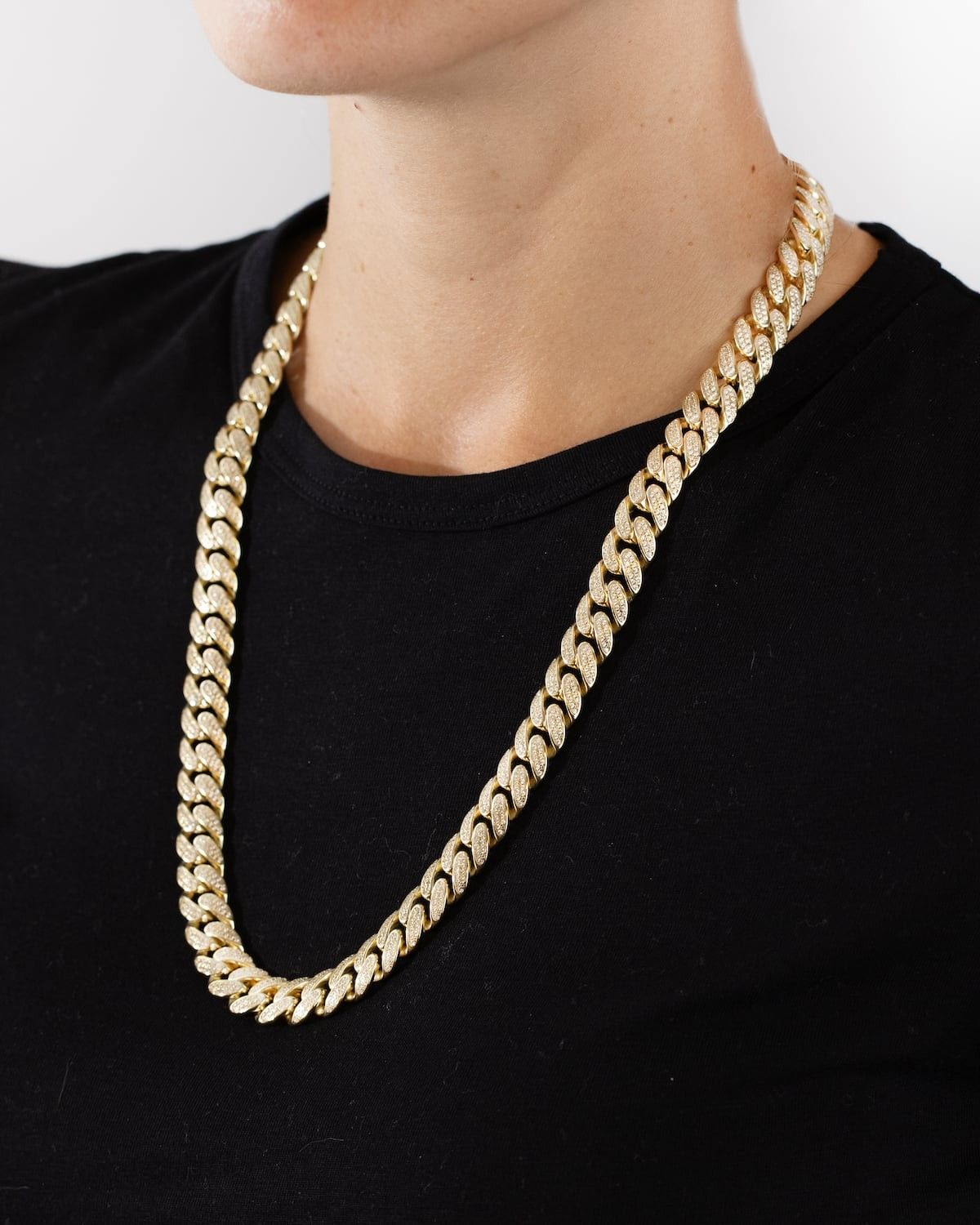 COLLAR GRUMETTE OVAL H120 CON ZIRCONIA CÚBICA / ORO AMARILLO