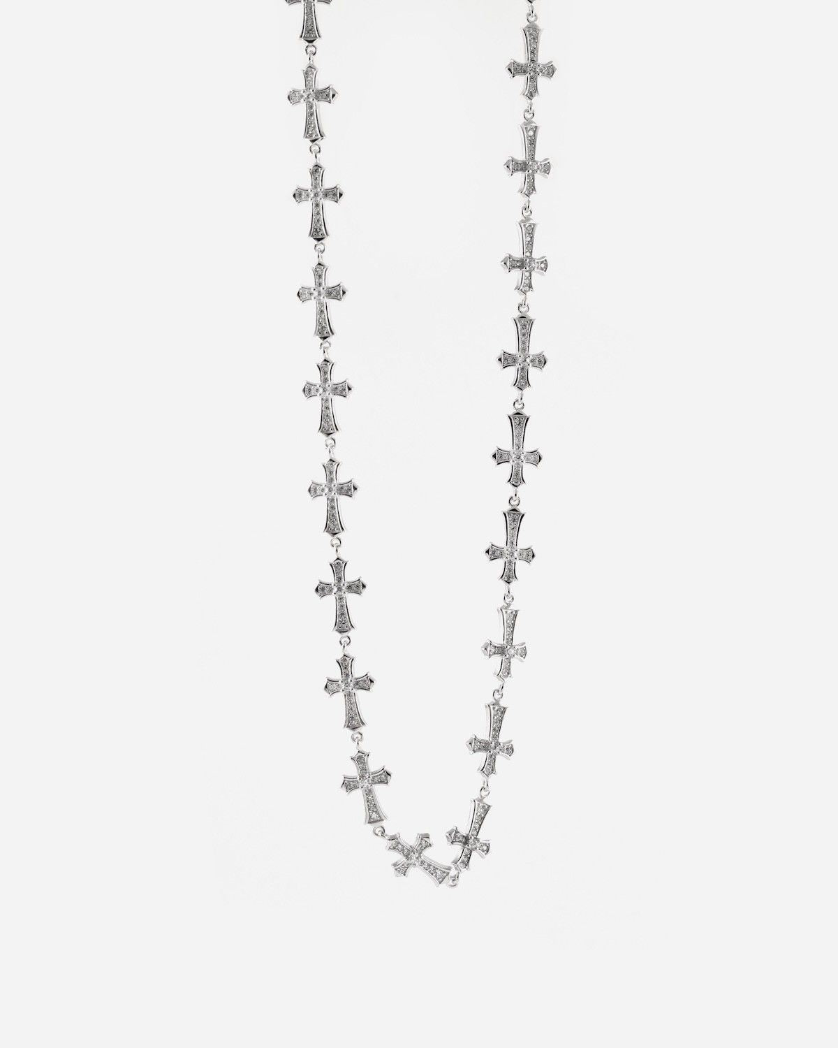 COLLIER CROIX GOTHIQUES EN ARGENT AVEC BRILLANTS