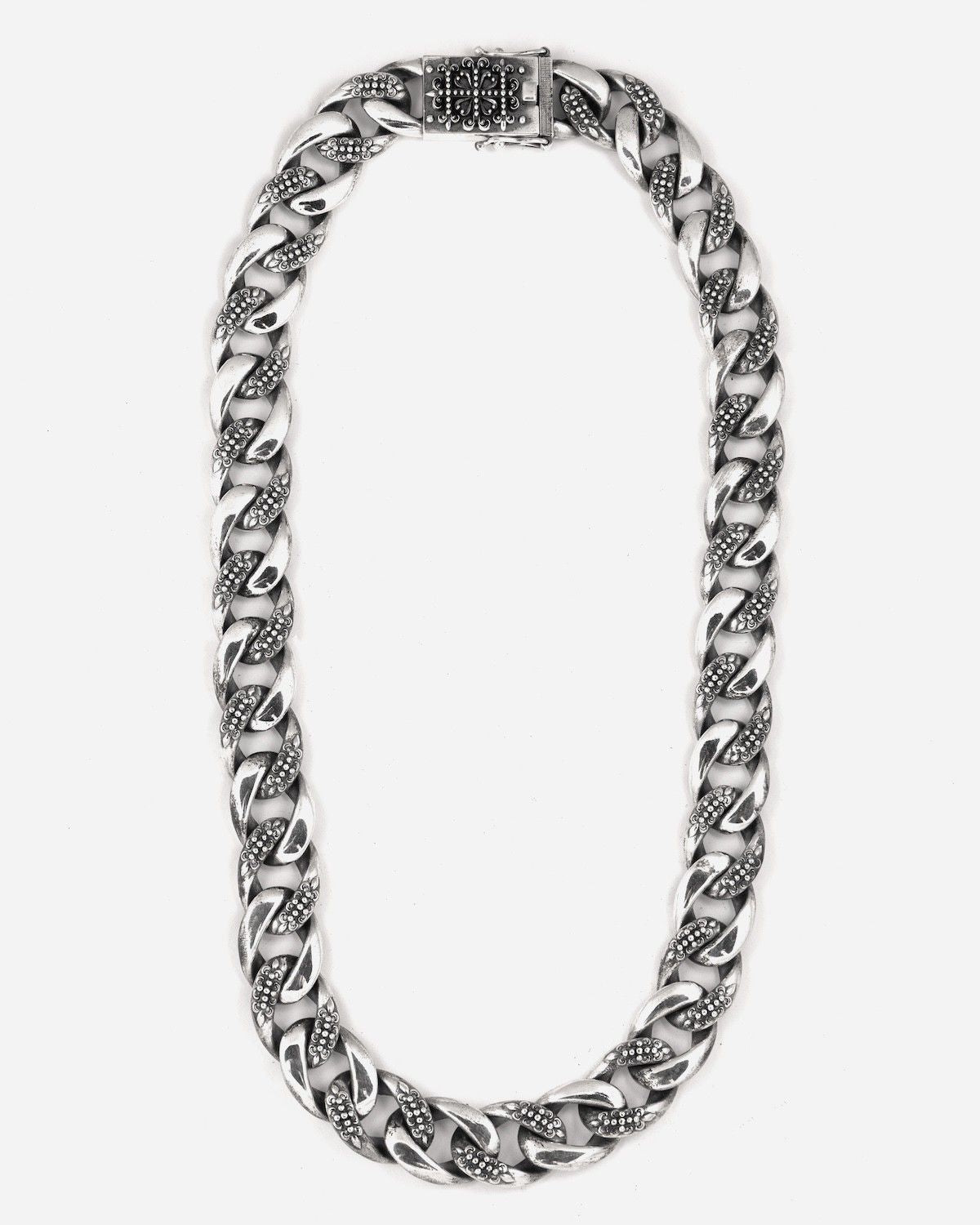COLLIER GOURMETTE AVEC TEXTURE GOTHIQUE ALTERNÉE SUERTE EN ARGENT