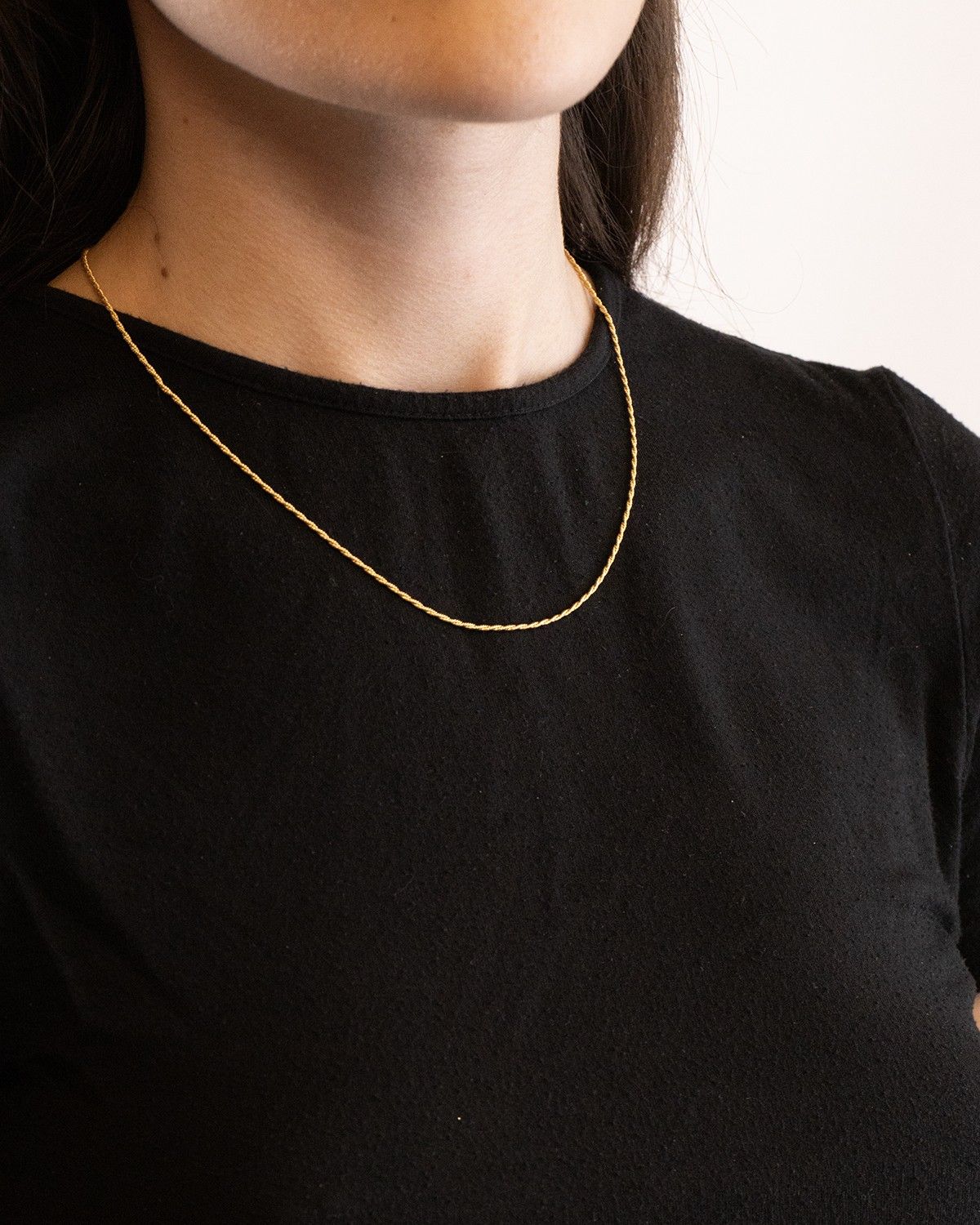 COLLIER MINI CHAÎNE CORDE PLAQUÉ OR