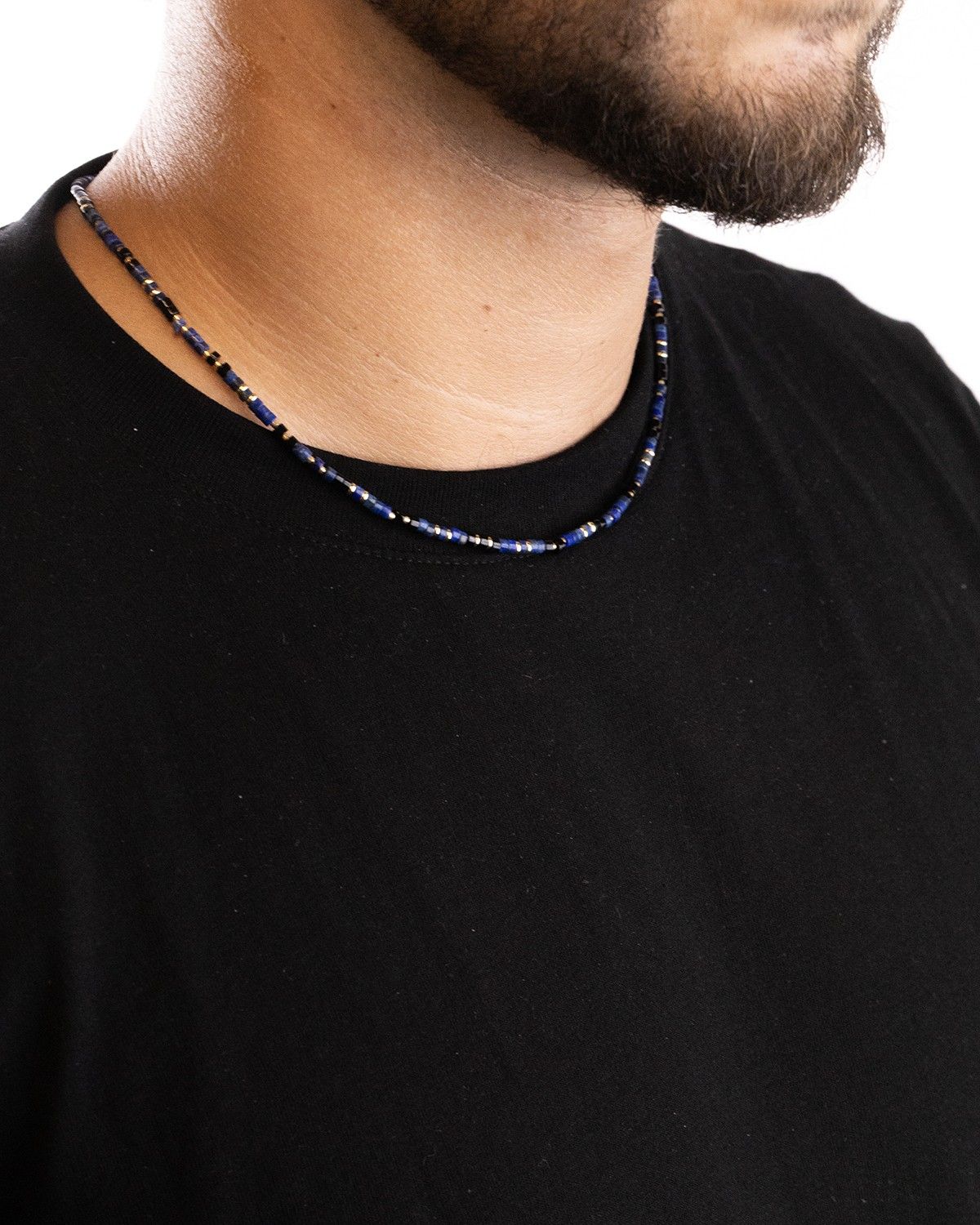 COLLANA CILINDRI MINI BLU PLACCATA ORO