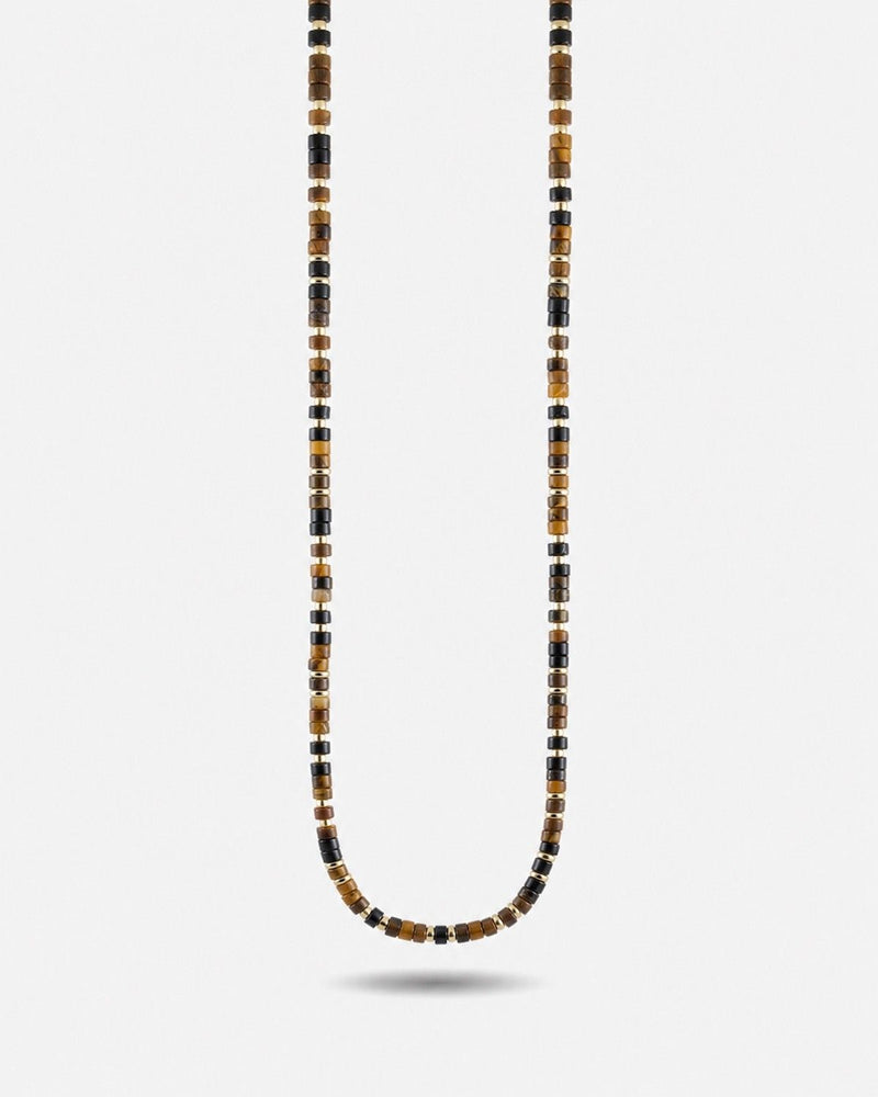 COLLANA CILINDRI MINI MARRONI PLACCATA ORO