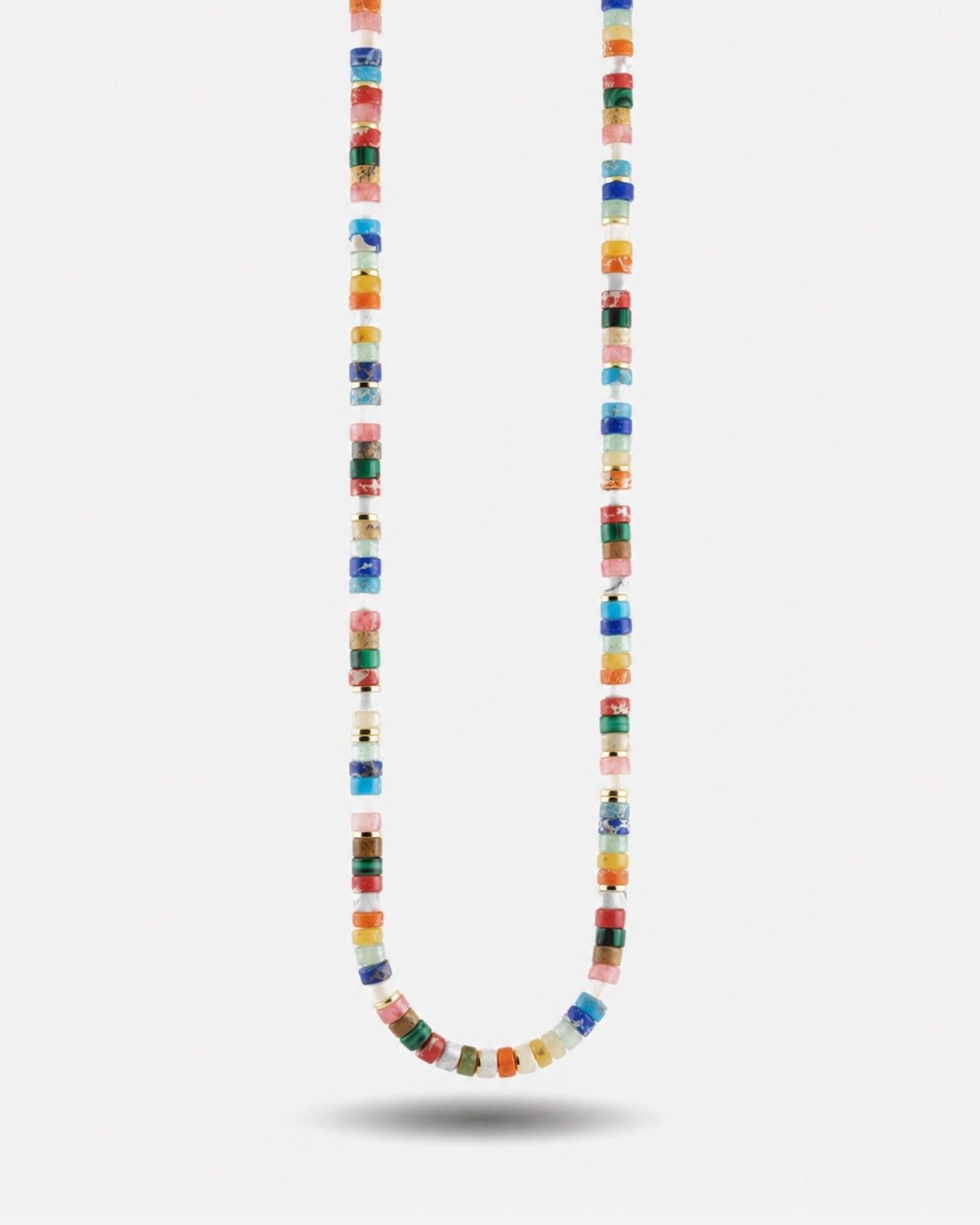 COLLAR CILINDROS MULTICOLOR PLATEADO ORO