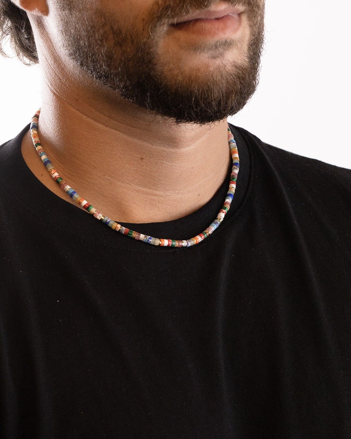 COLLAR CILINDROS MULTICOLOR PLATEADO ORO