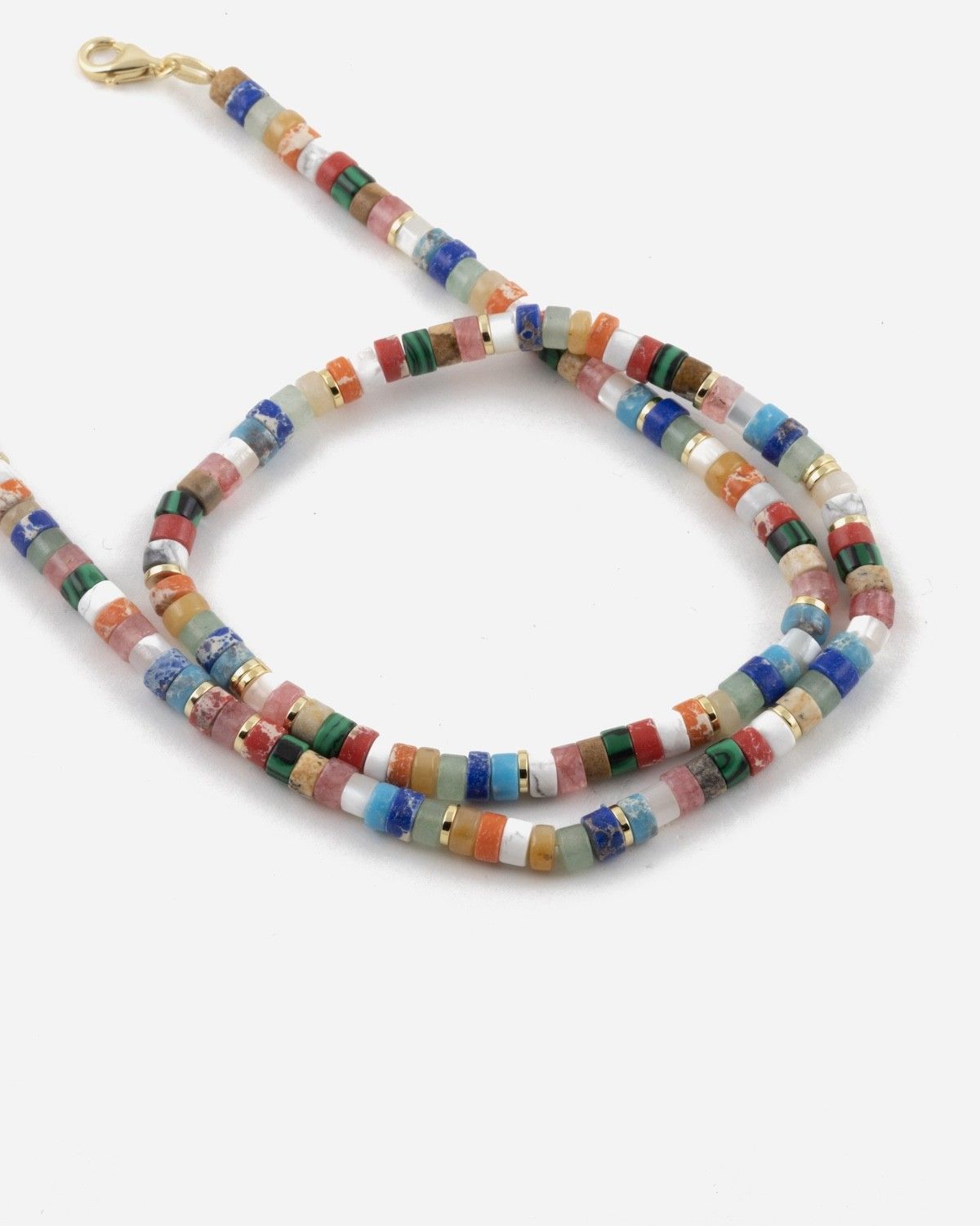 COLLAR CILINDROS MULTICOLOR PLATEADO ORO