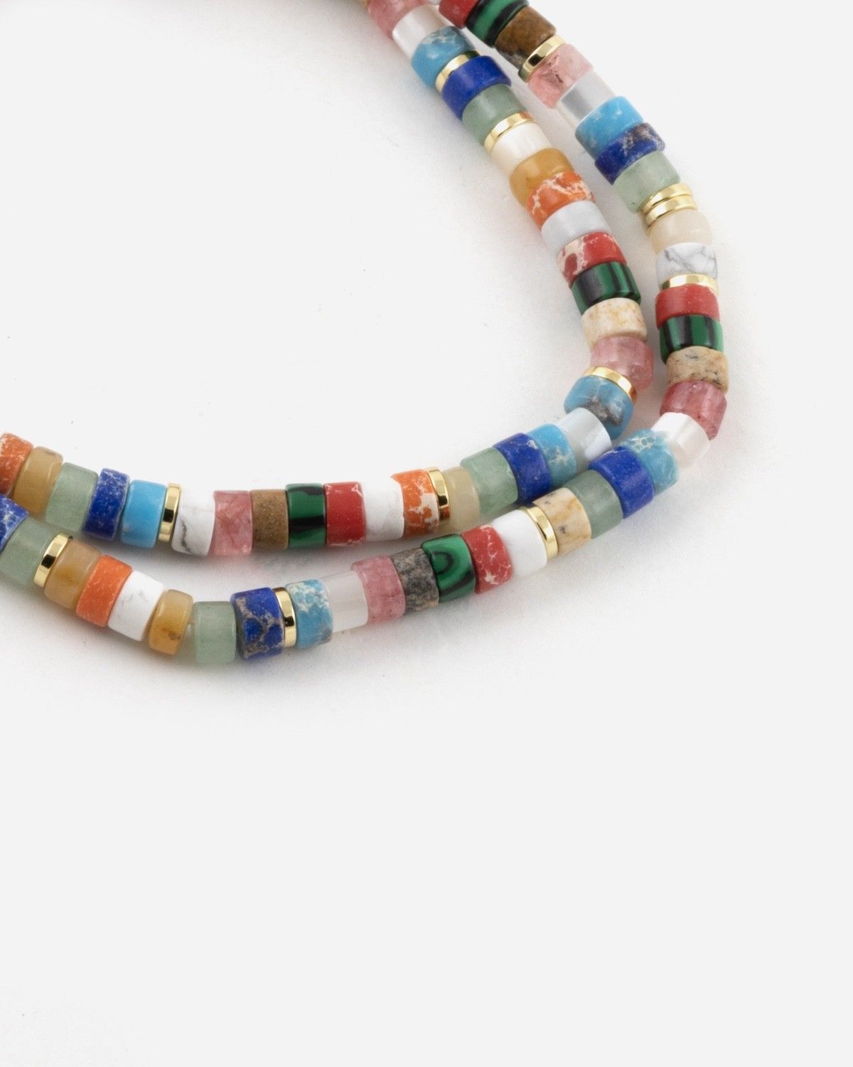 COLLAR CILINDROS MULTICOLOR PLATEADO ORO