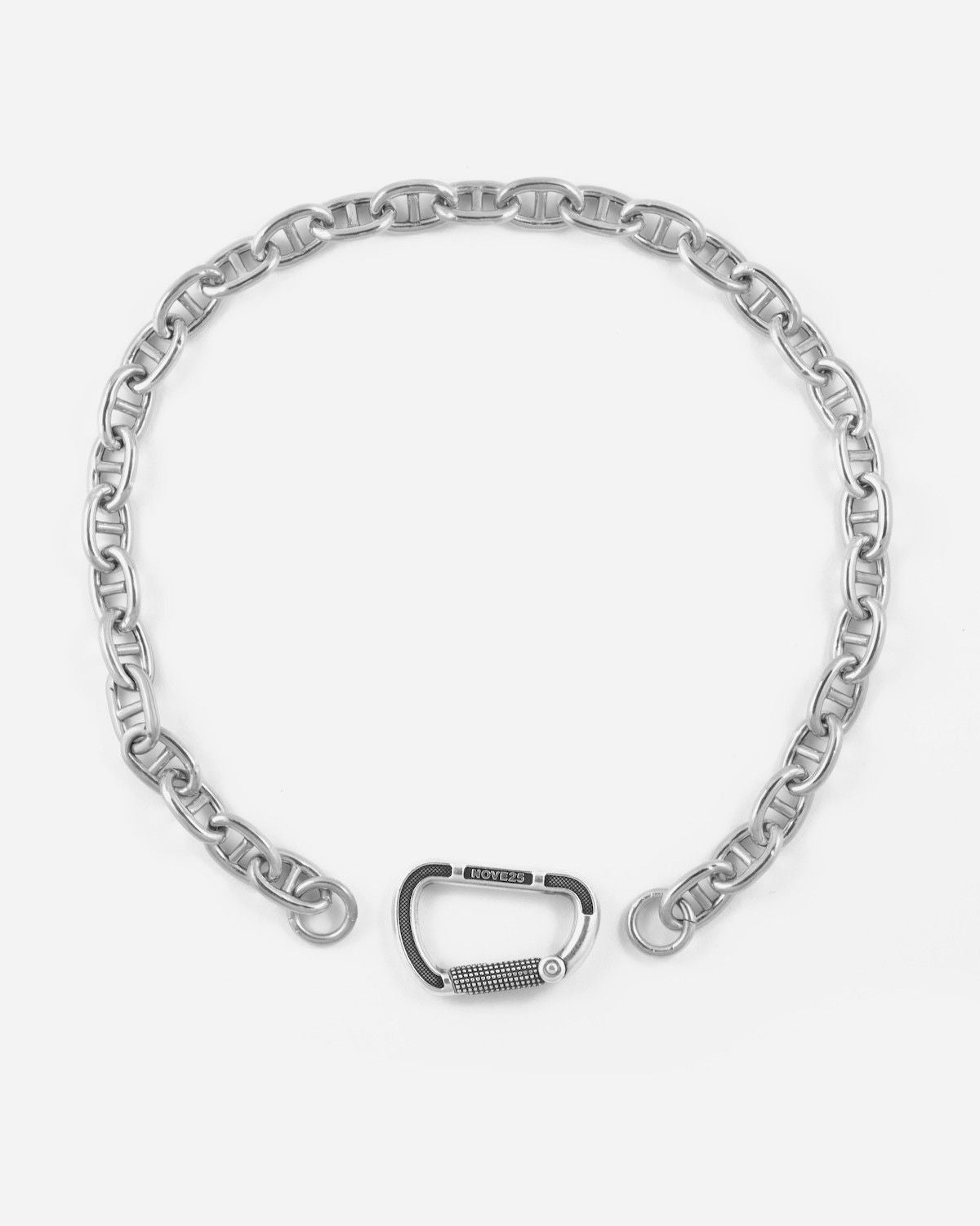 SILBER HALSKETTE KETTE REIF MIT STEG MIT KARABINERVERSCHLUSS AUS VERSILBERTER BRONZE
