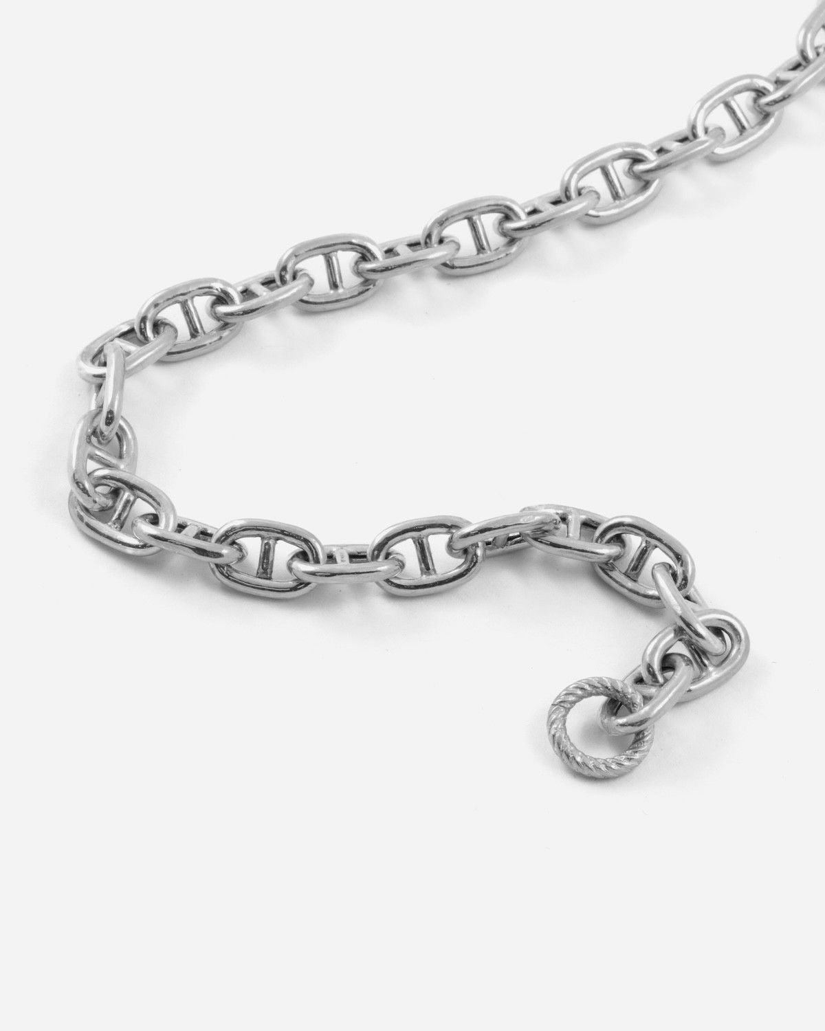 SILBER HALSKETTE KETTE REIF MIT STEG MIT KARABINERVERSCHLUSS AUS VERSILBERTER BRONZE