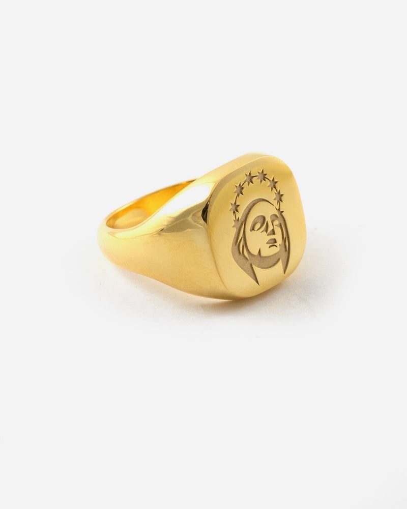 ANILLO CHEVALIER CUADRADO MADONNINA NOVE25 X MILANO SAYS PLATEADO ORO