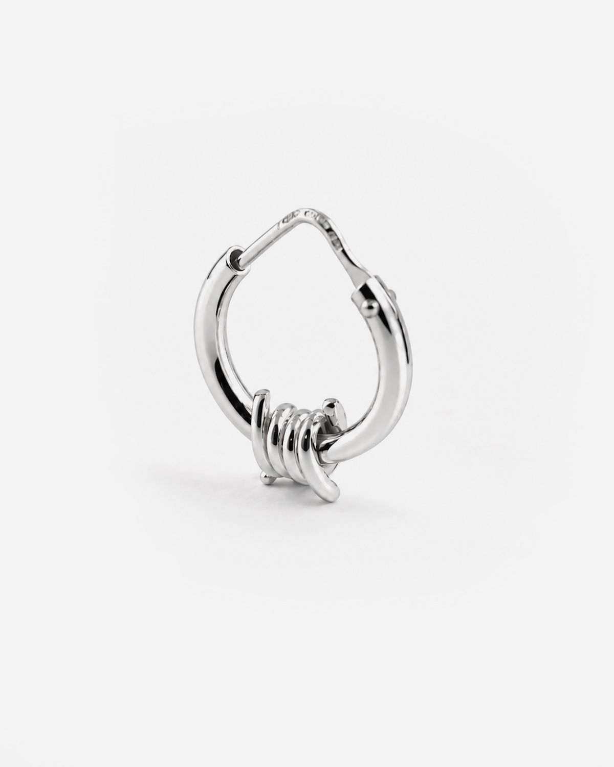 BOUCLE D’OREILLE UNIQUE LOBE CERCLE CHAÎNE BARBELÉ