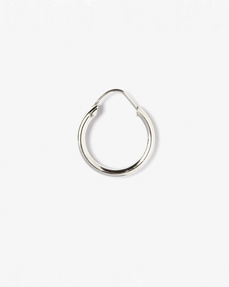 BOUCLE D’OREILLE UNIQUE CERCLE PIVOTÉE CHAÎNE RONDE 2,5 - 15 MM / RHODIUM