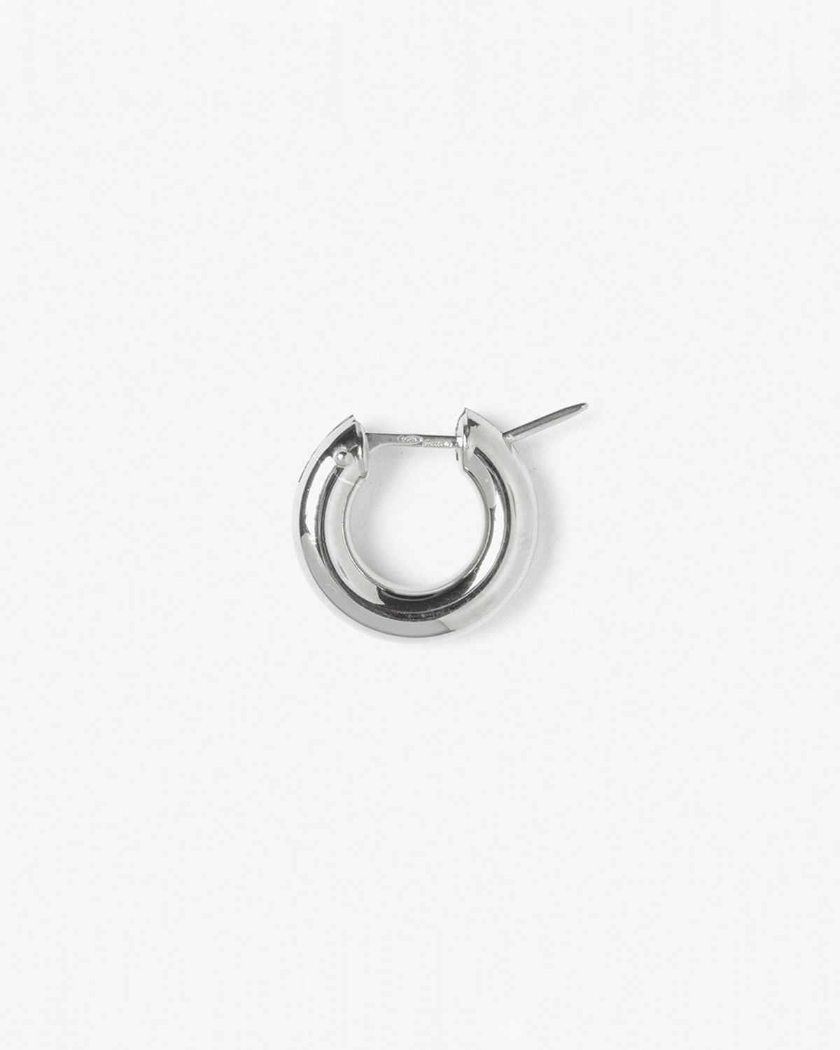 BOUCLE D’OREILLE UNIQUE CERCLE A FERMETURE À PONT CHAÎNE RONDE 4 - 8 MM / RHODIUM