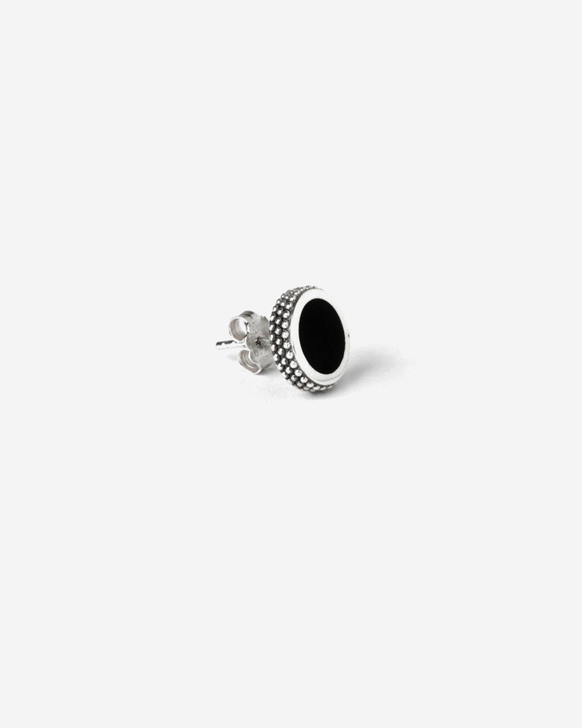BOUCLE D’OREILLE UNIQUE LOBE À PICOTS ÉMAIL NOIR