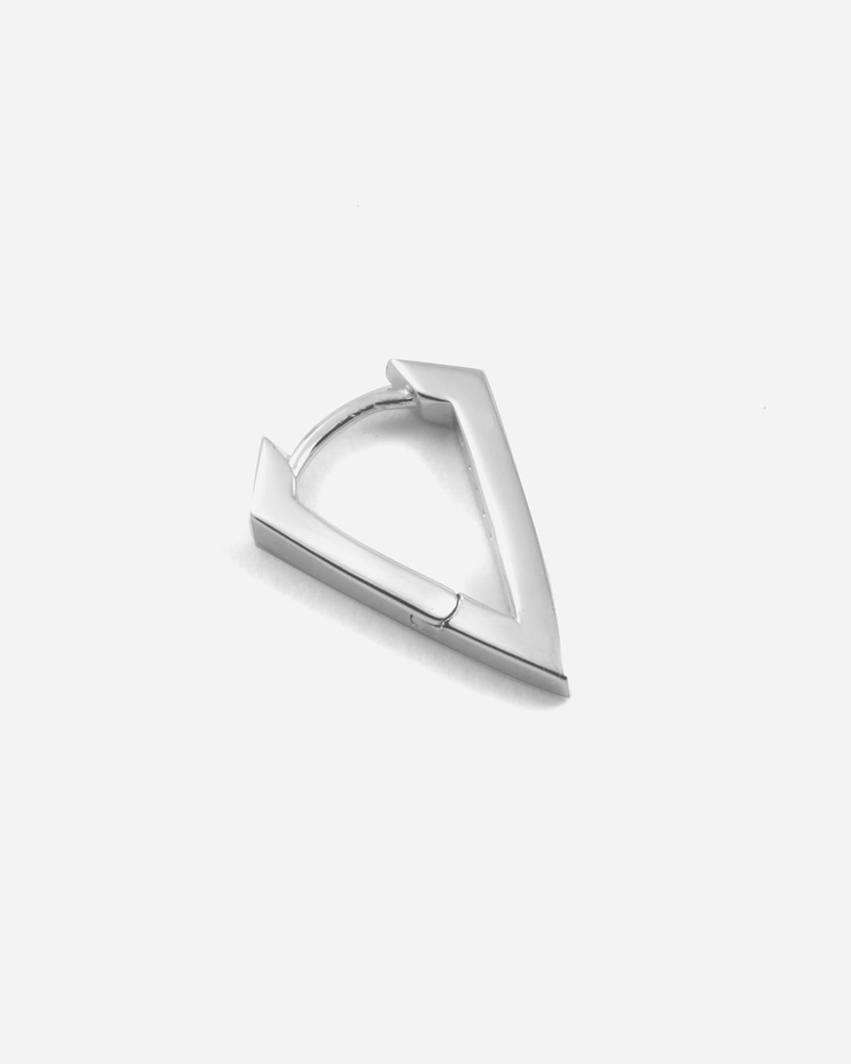 CUBIC ZIRCONIA RHOMBUS WITH SNAP CLOSURE SINGLE EARRING / POLISHED RHODIUM PLATE