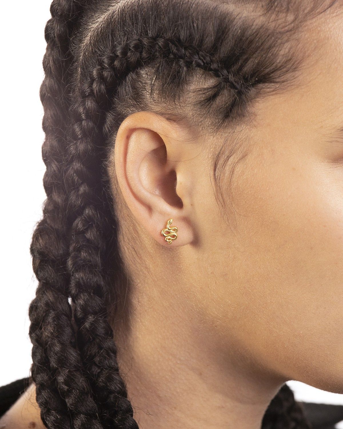 BOUCLE D'OREILLE UNIQUE LOBE SERPENT OR JAUNE