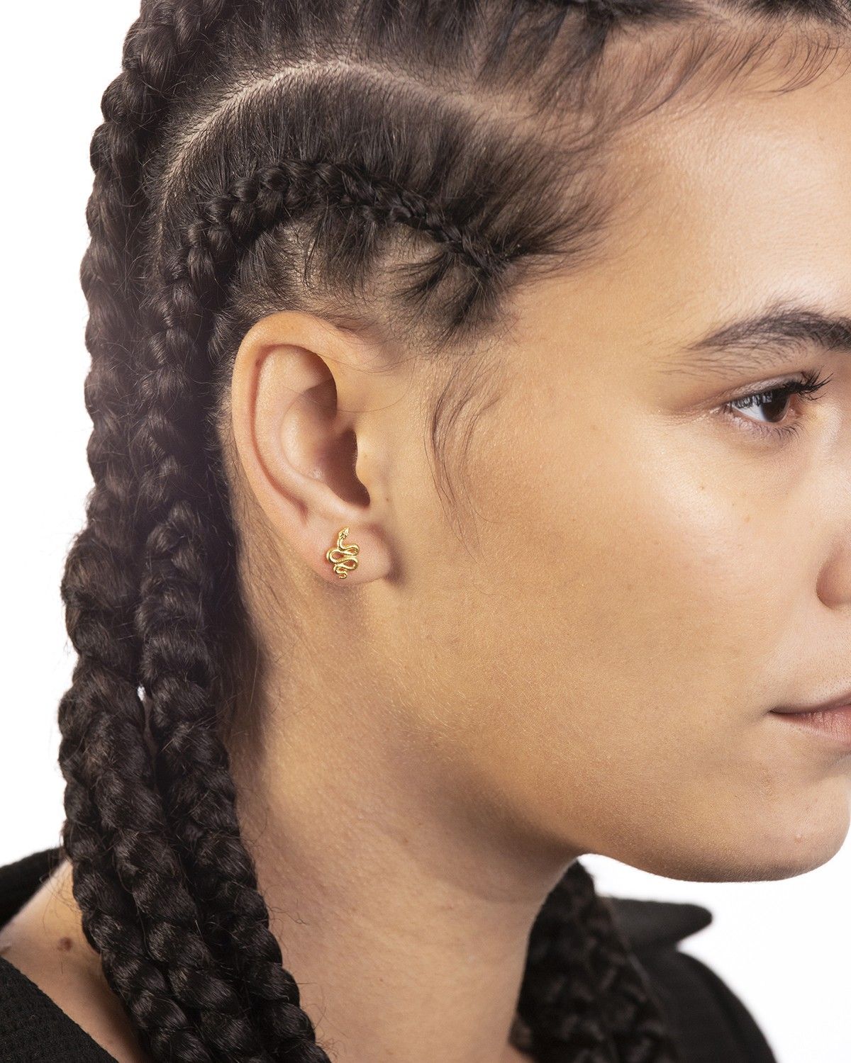 BOUCLE D'OREILLE UNIQUE LOBE SERPENT OR JAUNE