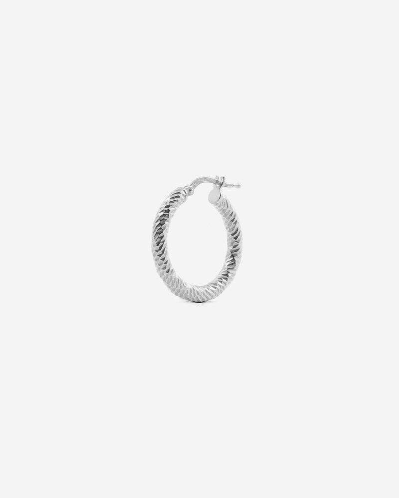 EINZEL OHRRING DIAMOND HOOP MITTEL / RHODIUM POLIERT