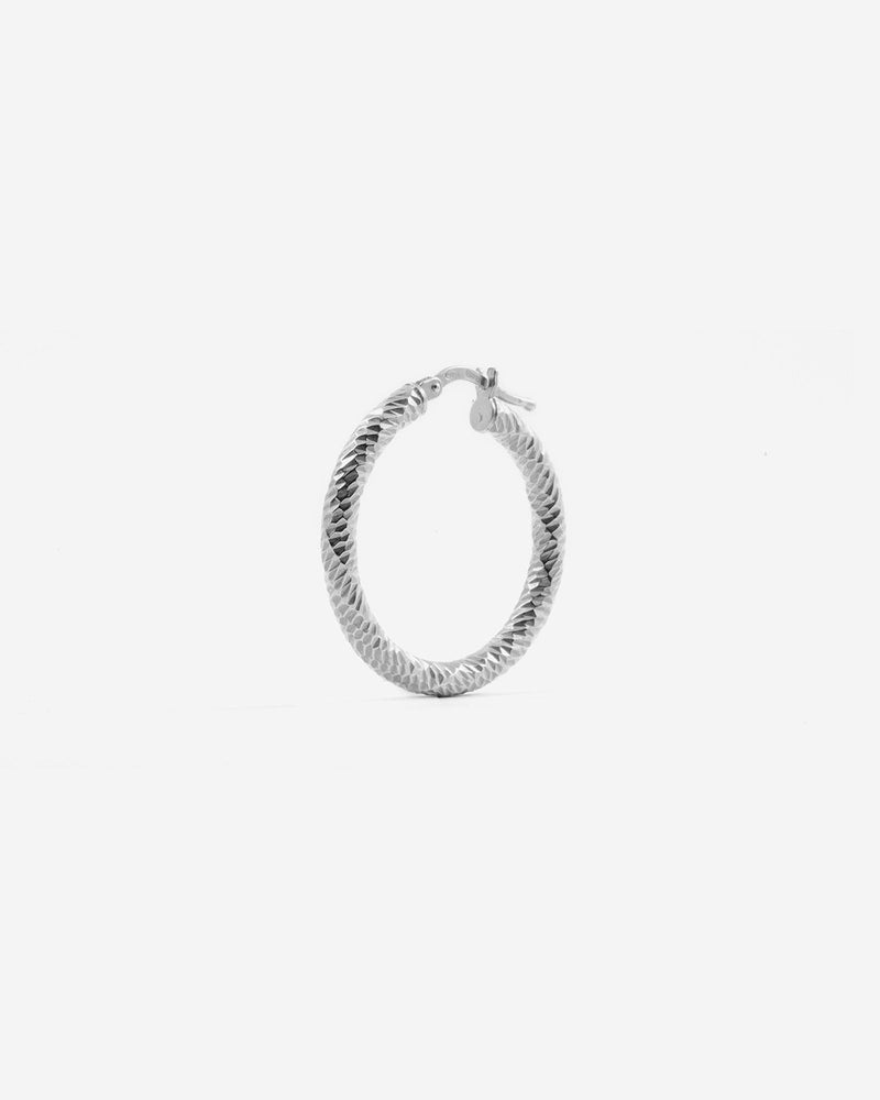 BOUCLE D’OREILLE UNIQUE DIAMOND HOOP GRANDE / RHODIUM BRILLANT