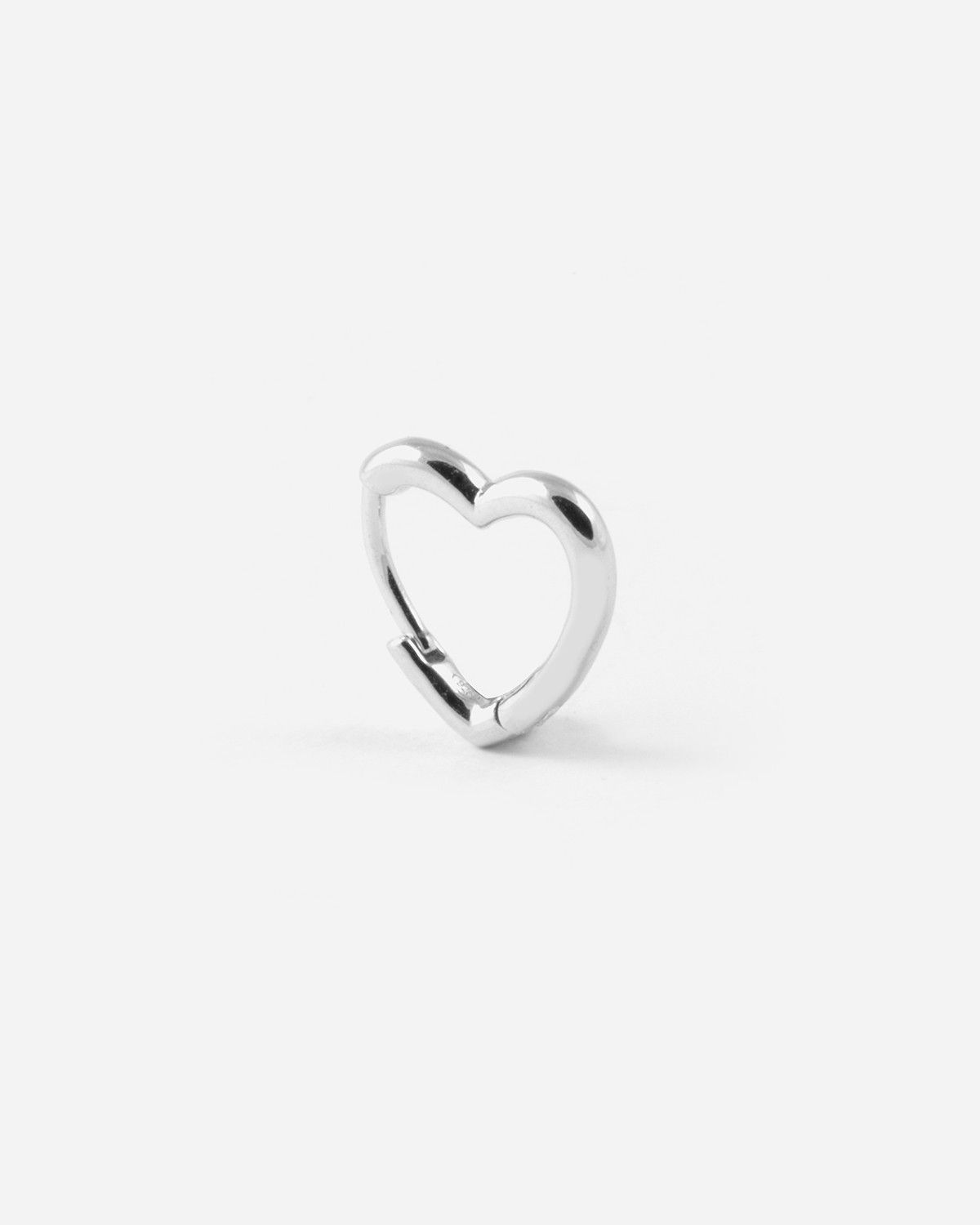 BOUCLE D'OREILLE CERCLE CŒUR PETIT / RHODIUM