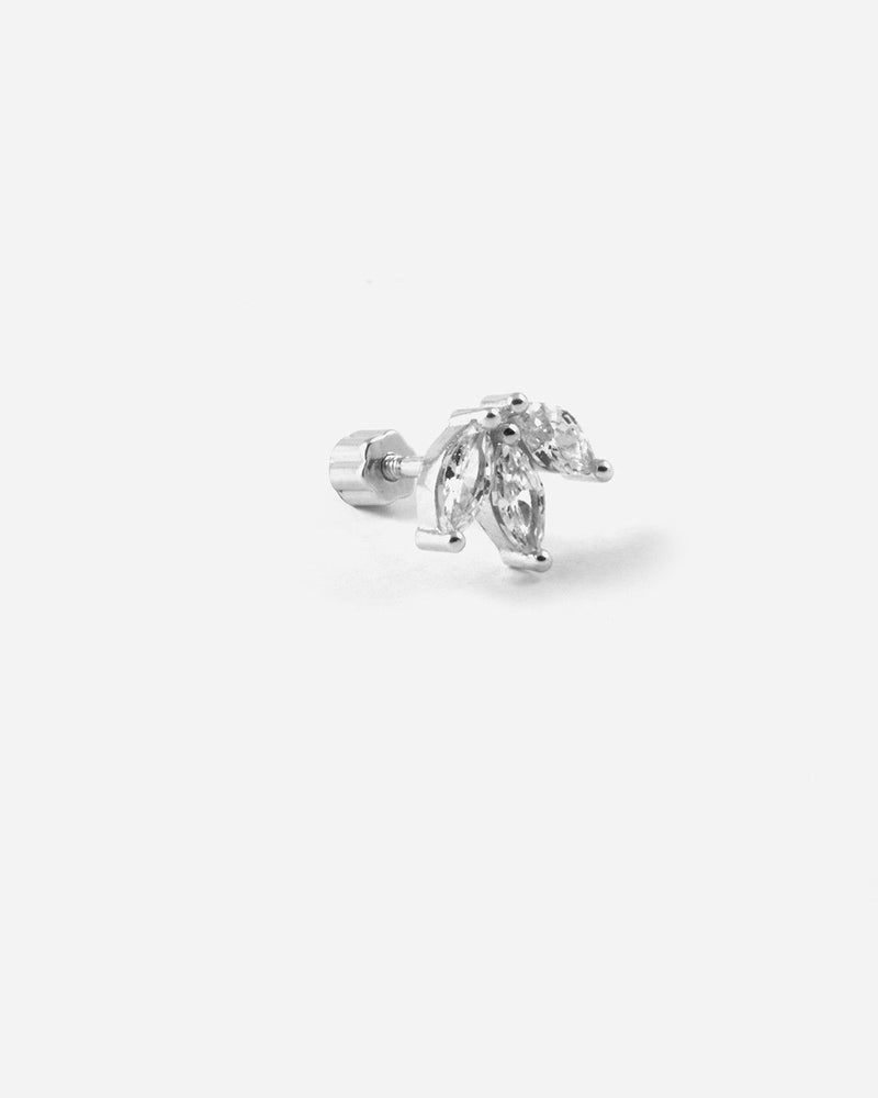 BOUCLE D'OREILLE PIERCING AVEC ZIRCONIE CUBIQUE / RHODIUM