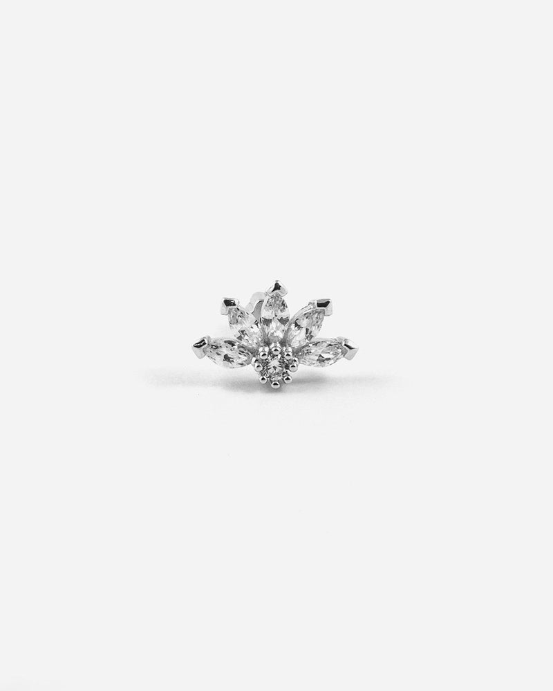 BOUCLE D'OREILLE PIERCING FLEUR AVEC PIERRES / RHODIUM