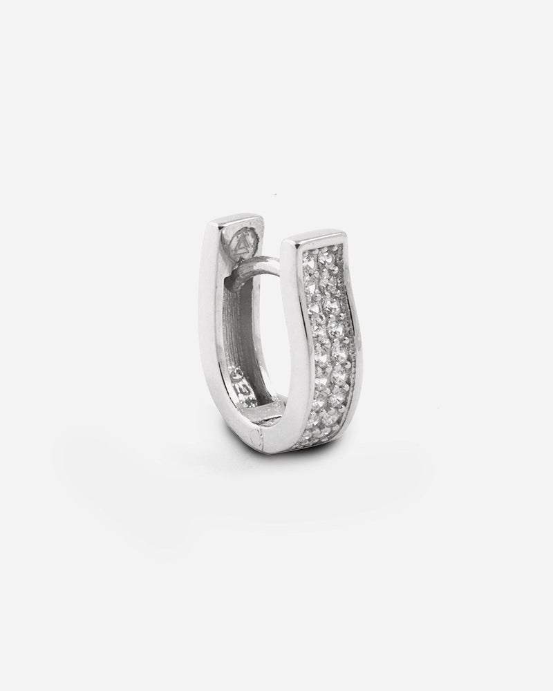 BOUCLE D'OREILLE VAGUE EN ARGENT RHODIÉ AVEC BRILLANTS