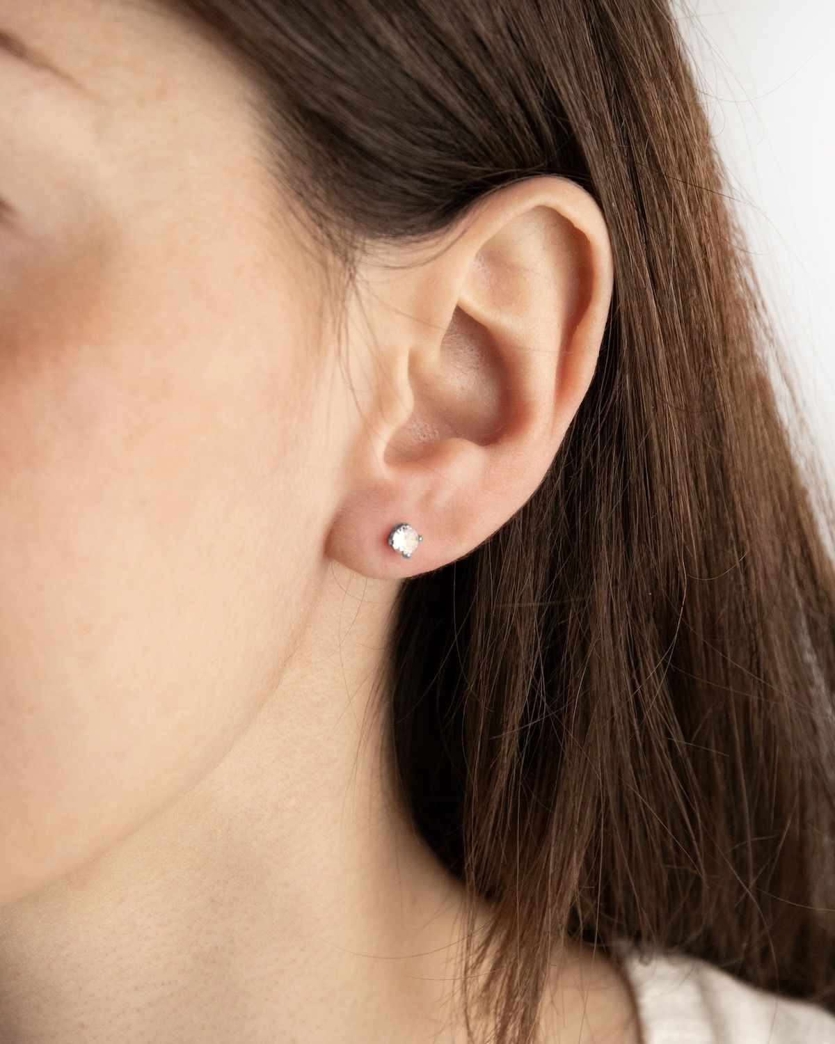 BOUCLE D'OREILLE LOBE PIERCING SILVER SPOT EN ARGENT AVEC BRILLANT