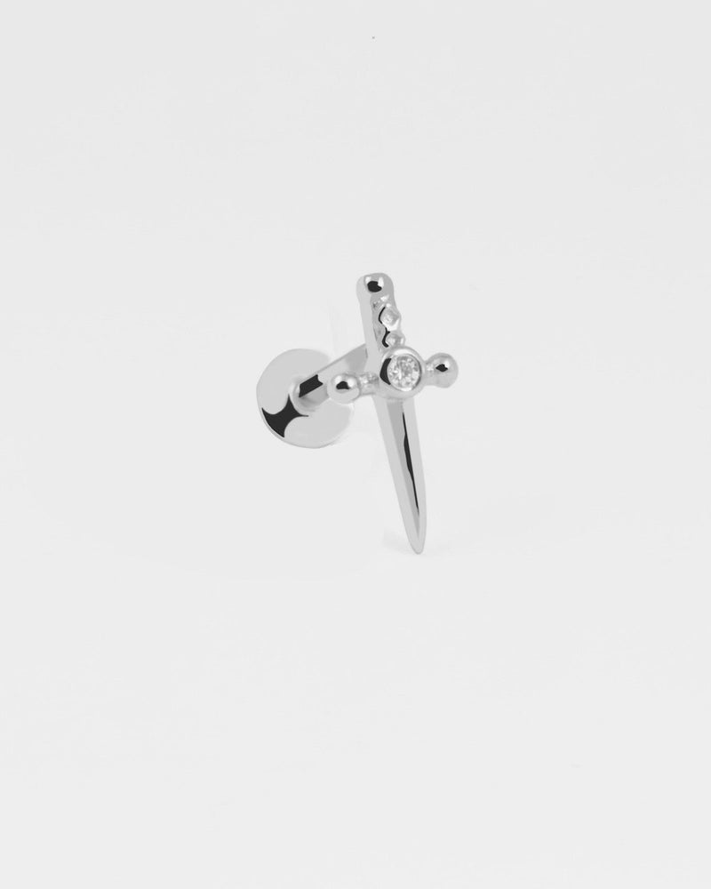 BOUCLE D'OREILLE PIERCING SILVER DAGGER EN ARGENT AVEC BRILLANT