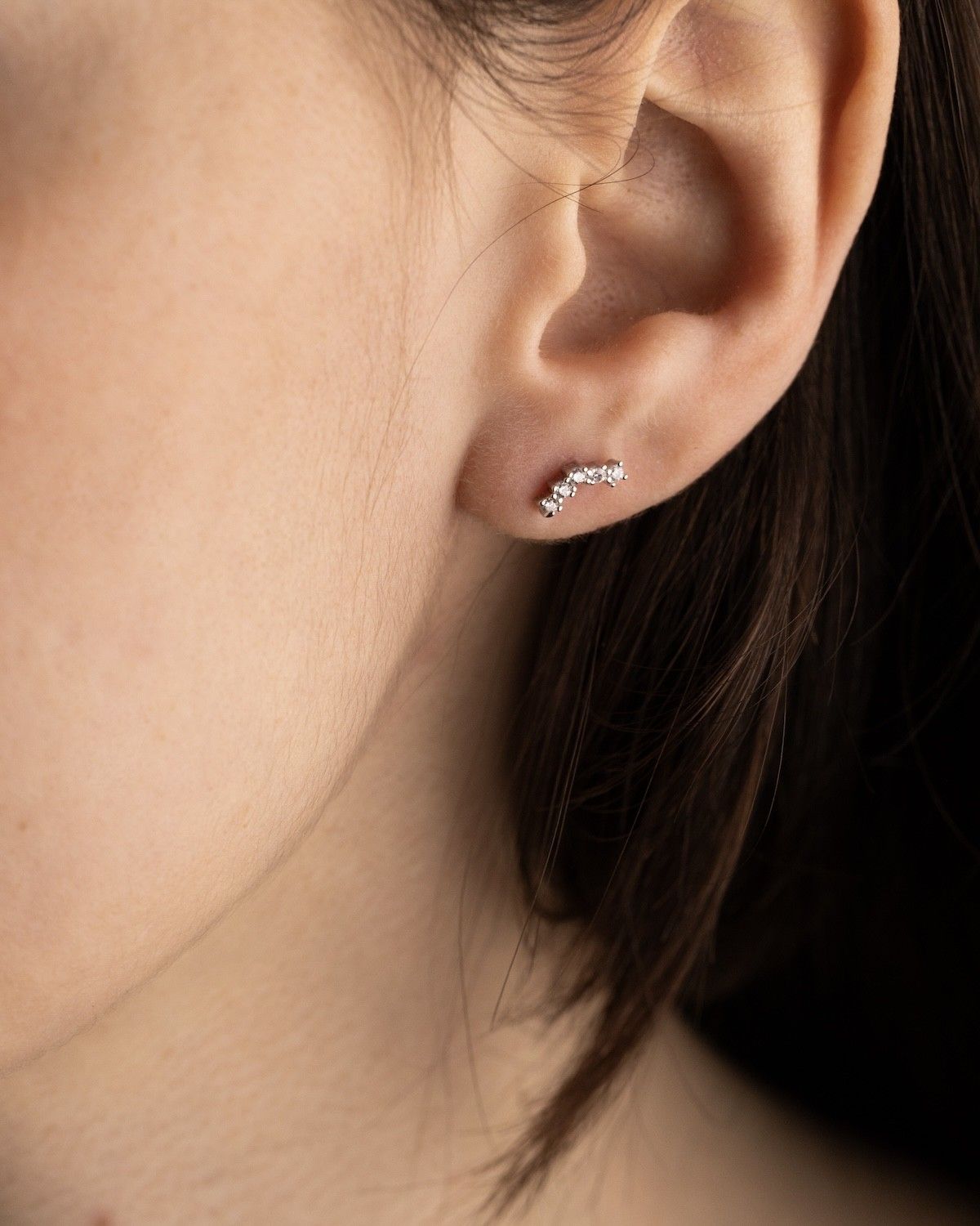 BOUCLE D'OREILLE PIERCING SILVER QUOTE EN ARGENT AVEC BRILLANTS