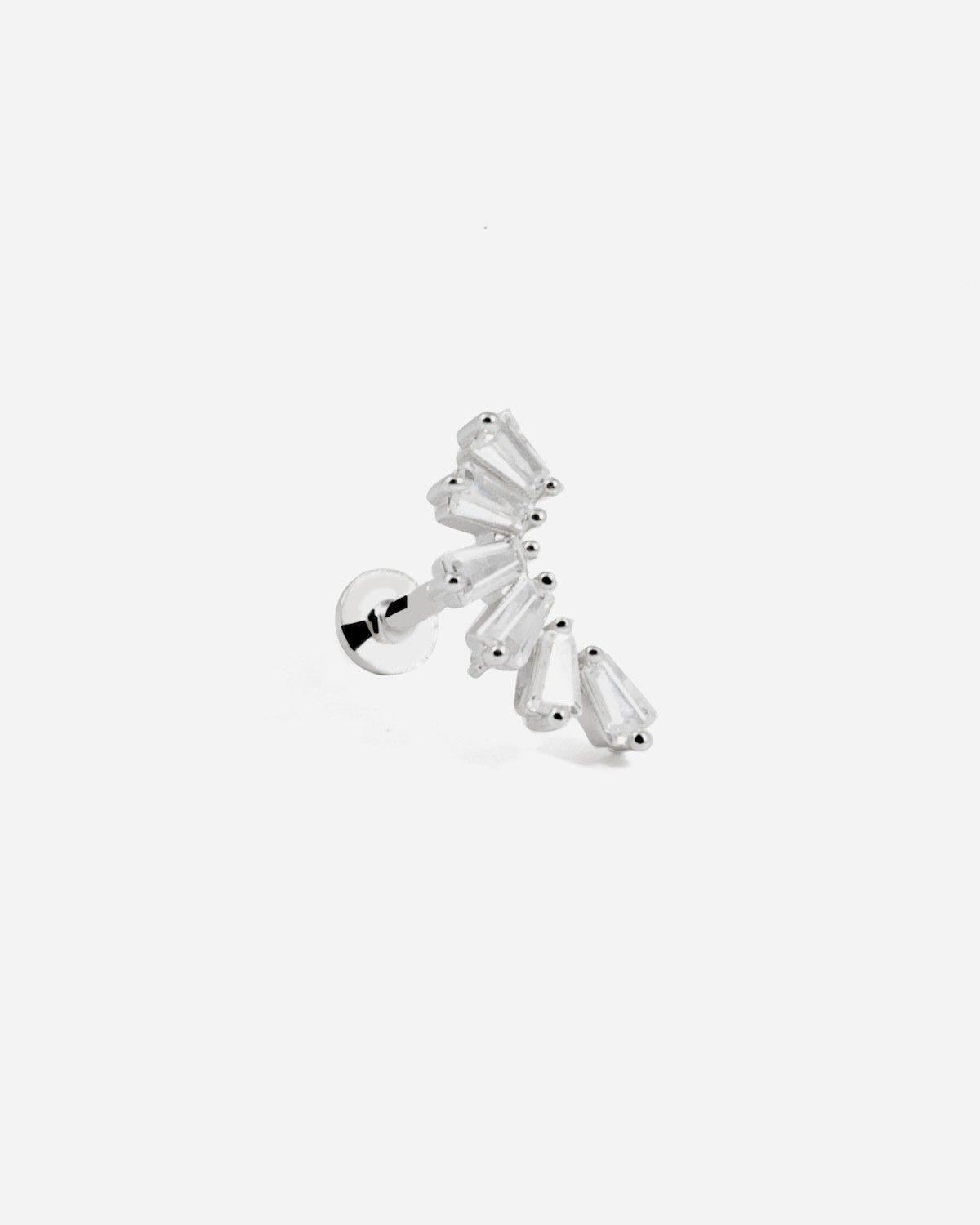 BOUCLE D'OREILLE PIERCING SILVER BLOOM EN ARGENT AVEC PIERRES