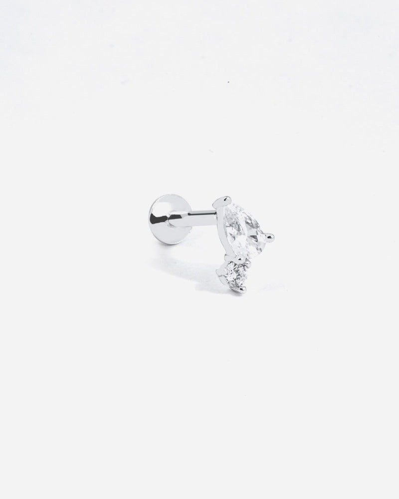 BOUCLE D'OREILLE PIERCING SOLITAIRE SILVER SHINY DROP EN ARGENT