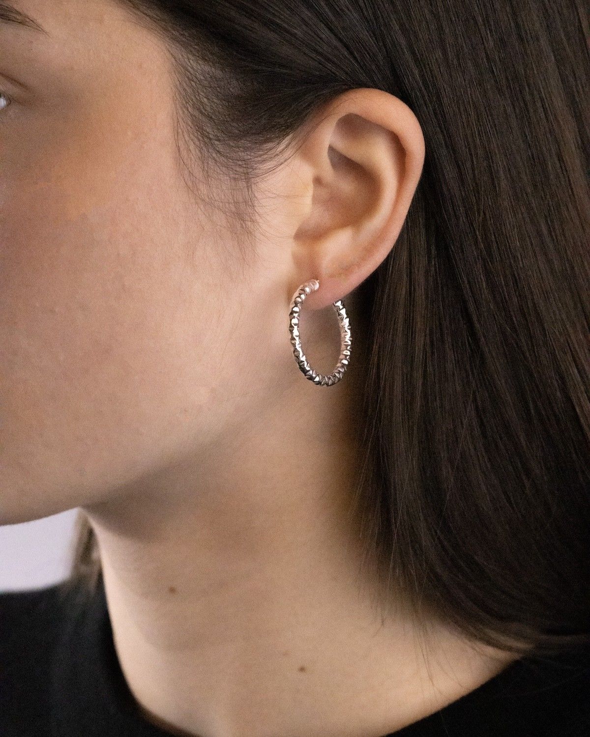 BOUCLE D'OREILLE CERCLE TAILLE DIAMANT 3 MM DIAM 21 MM