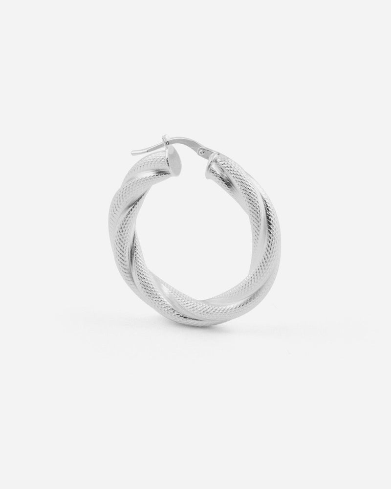 BOUCLE D'OREILLE CERCLE TORSADÉE TEXTURÉE 5 MM DIAM 21 MM