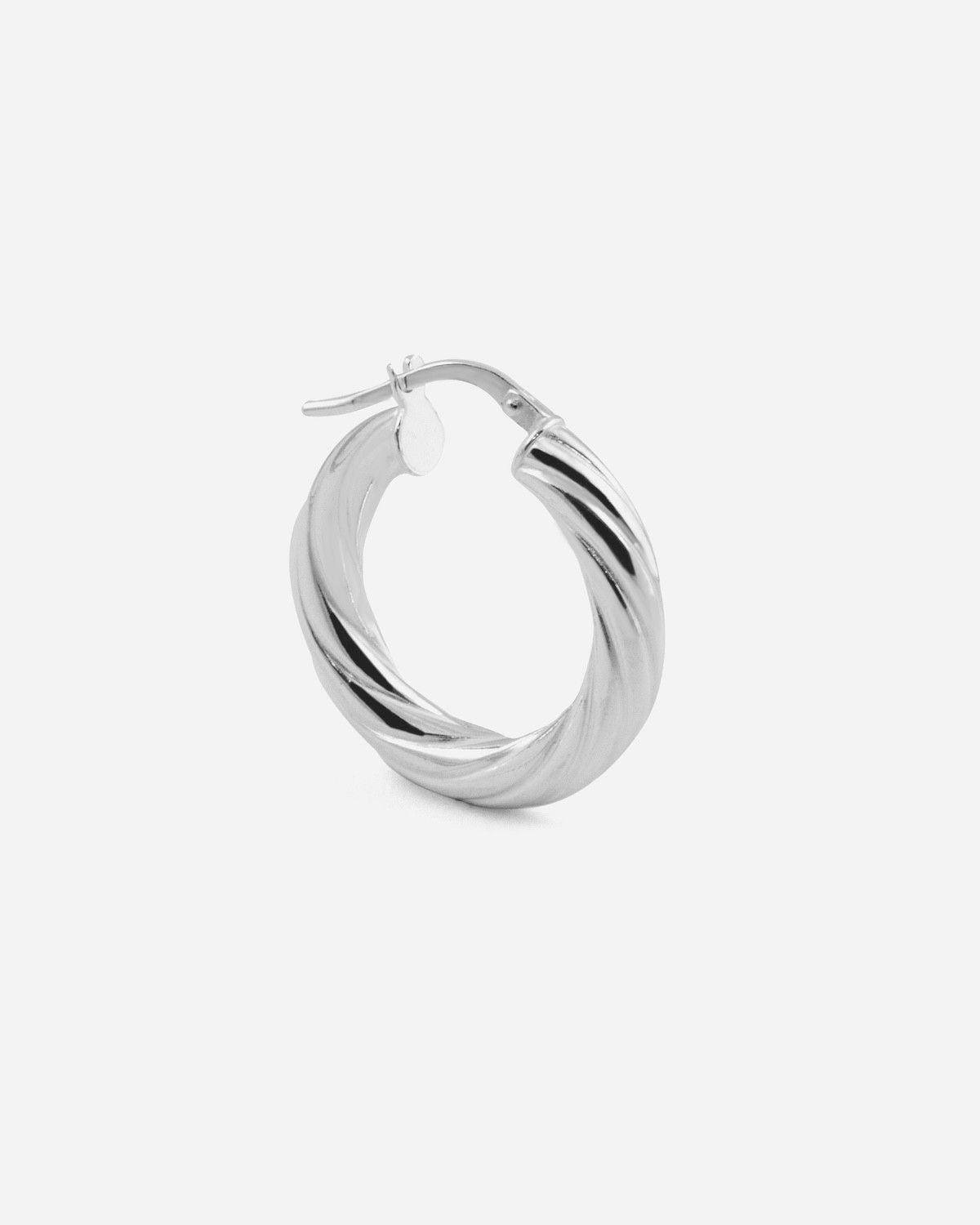BOUCLE D'OREILLE CERCLE TORSADÉE LISSE 4 MM DIAM 15 MM