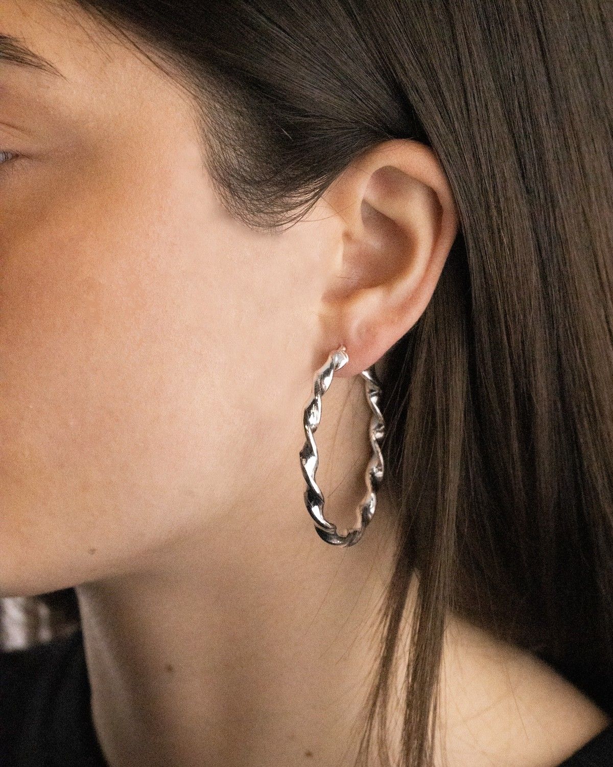 BOUCLE D'OREILLE CERCLE GRANDE TORSADÉE 4,5 MM DIAM 41 MM