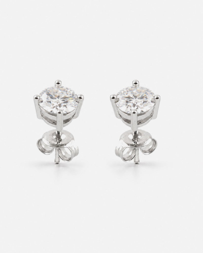 PAIRE DE BOUCLES D'OREILLES PUCES EN ARGENT AVEC MOISSANITE DE 1 CT