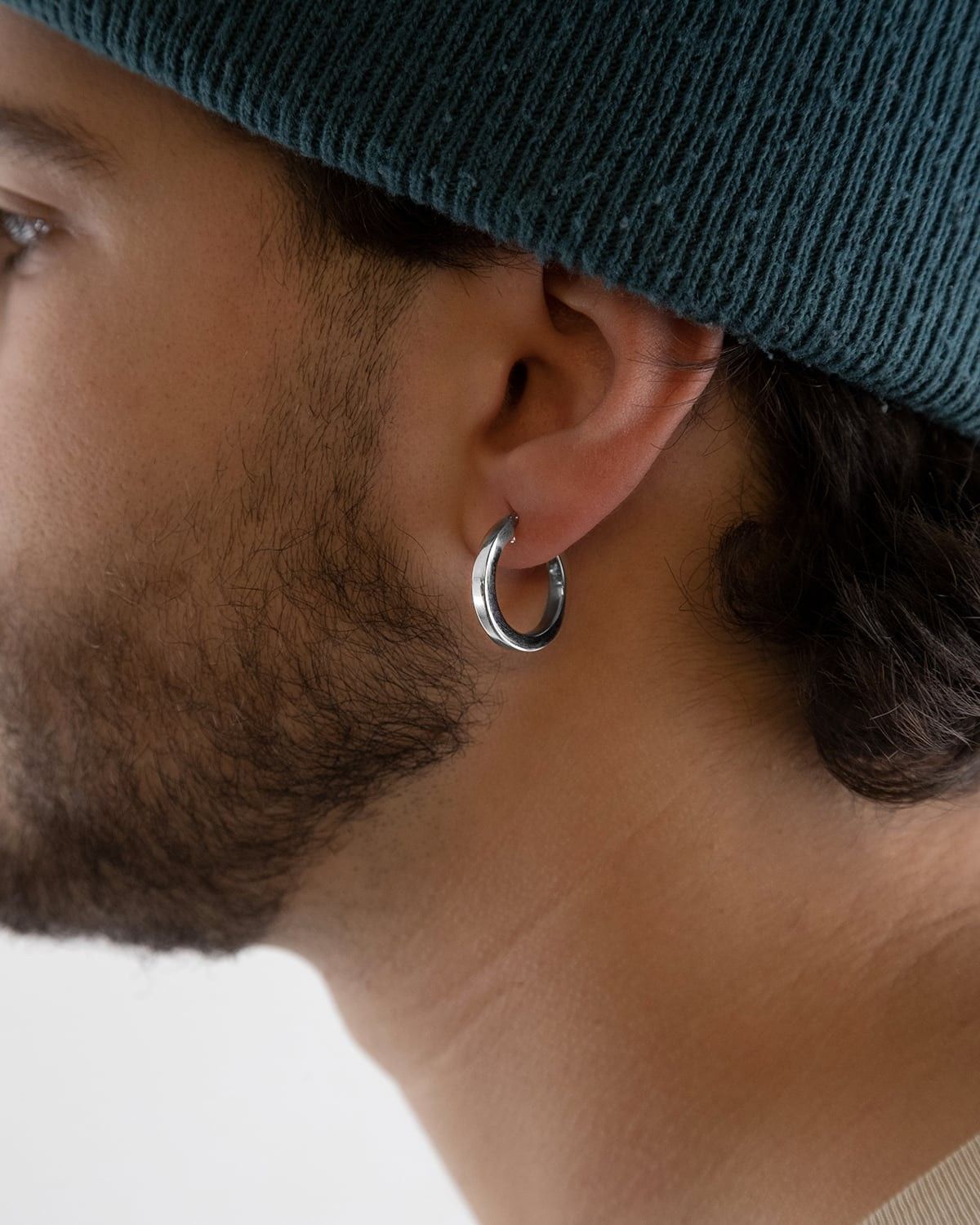 BOUCLES D’OREILLES PAIRE CERCLE A FERMETURE À DÉCLIC CHAÎNE CARRÉE 3 ARGENT