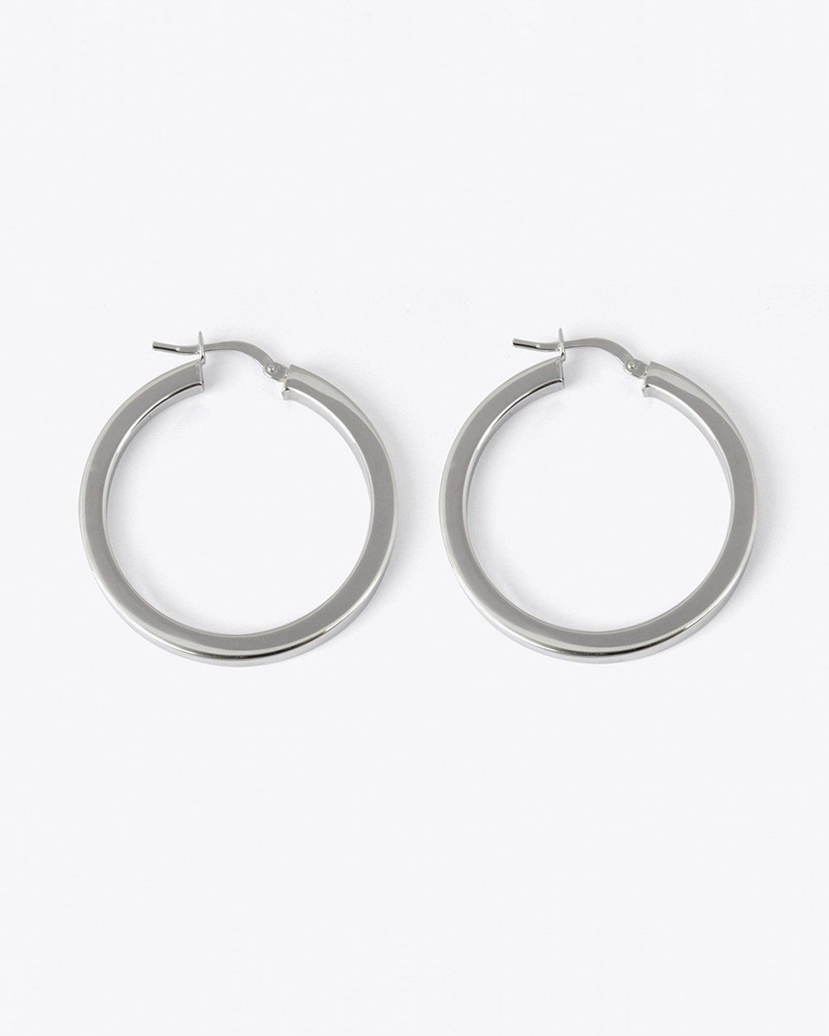 BOUCLES D’OREILLES PAIRE CERCLE A FERMETURE À DÉCLIC CHAÎNE CARRÉE 3 ARGENT