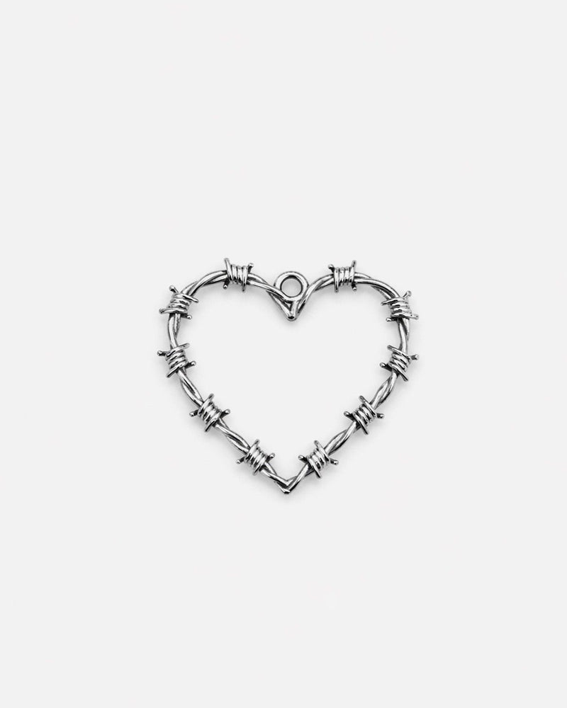 PENDENTIF CŒUR CHAÎNE BARBELÉ