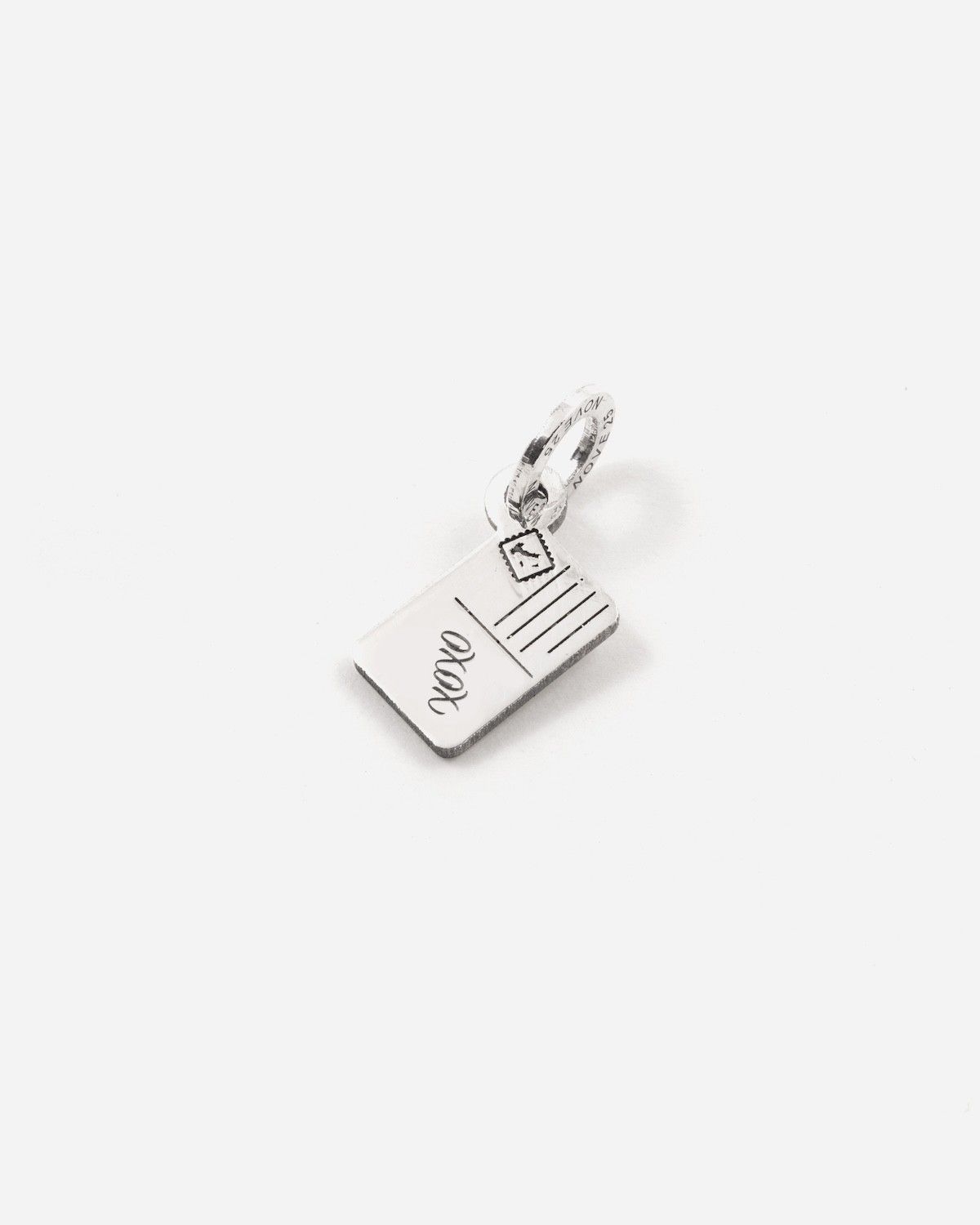 MINI CHARM COLGANTE TARJETA POSTAL DE PLATA
