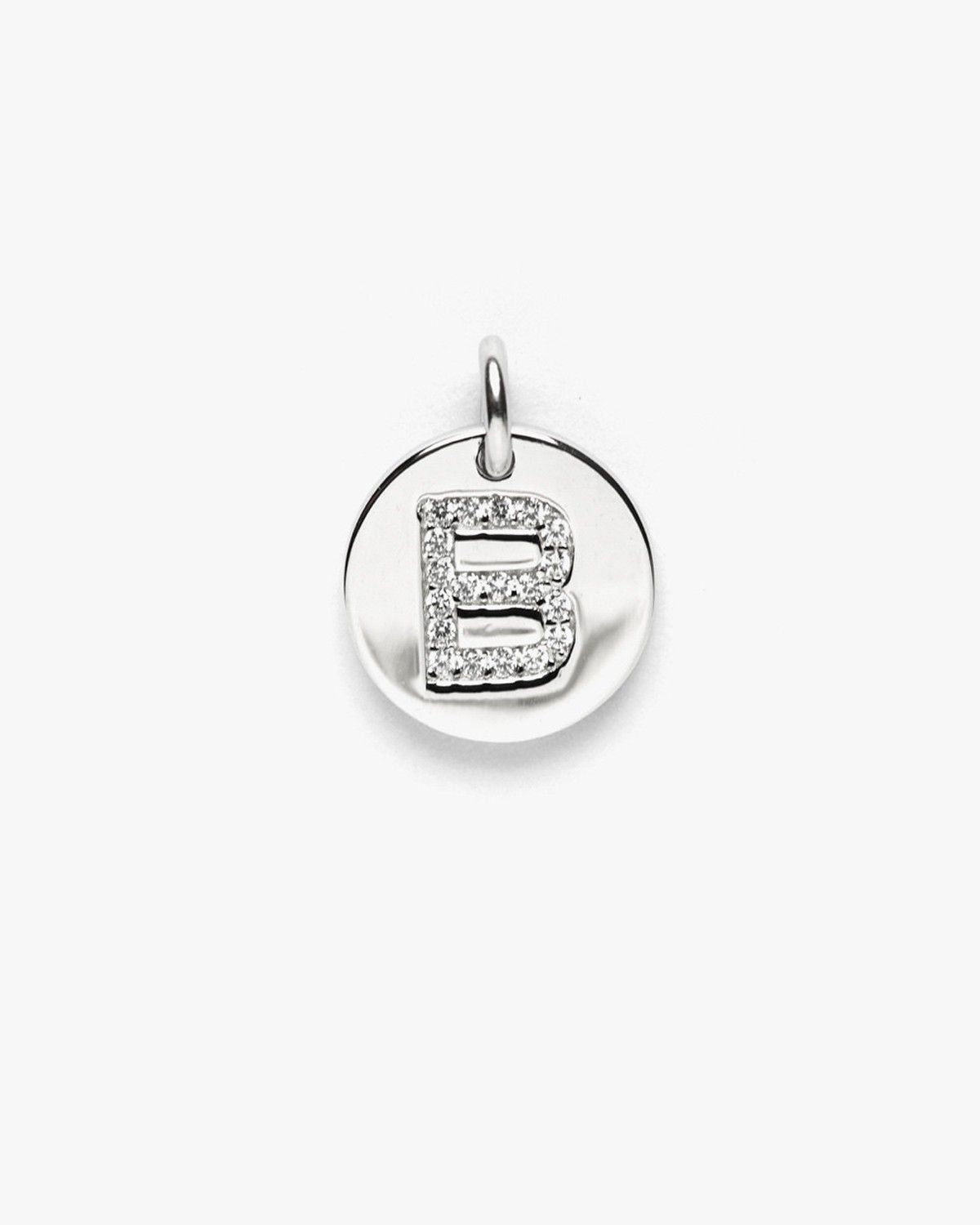 PENDENTE PIASTRA LETTERA ZIRCONATA / RODIO BIANCO LUCIDO