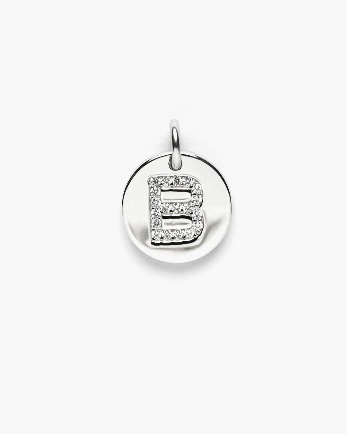 PENDENTE PIASTRA LETTERA ZIRCONATA / RODIO BIANCO LUCIDO