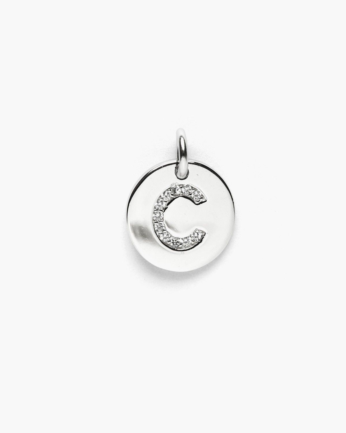 PENDENTE PIASTRA LETTERA ZIRCONATA / RODIO BIANCO LUCIDO