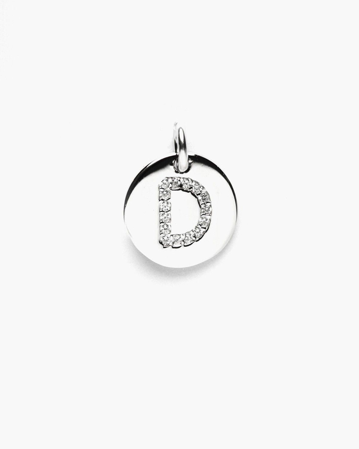 PENDENTE PIASTRA LETTERA ZIRCONATA / RODIO BIANCO LUCIDO