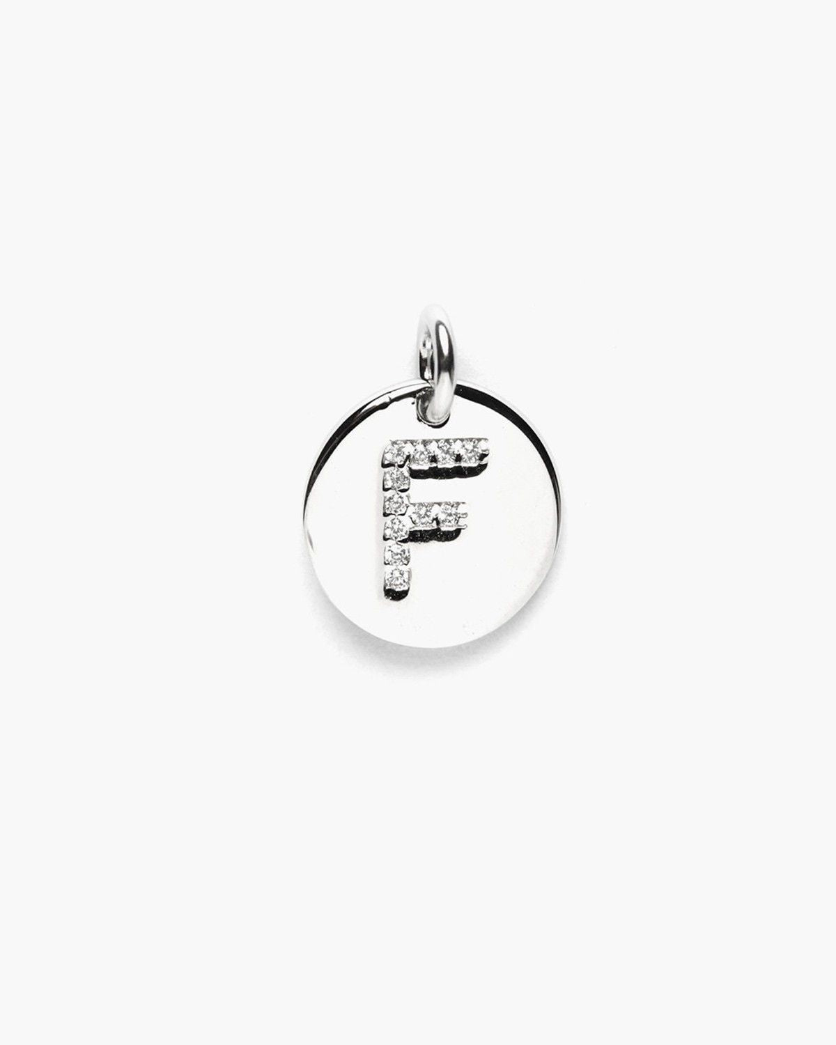 PENDENTE PIASTRA LETTERA ZIRCONATA / RODIO BIANCO LUCIDO