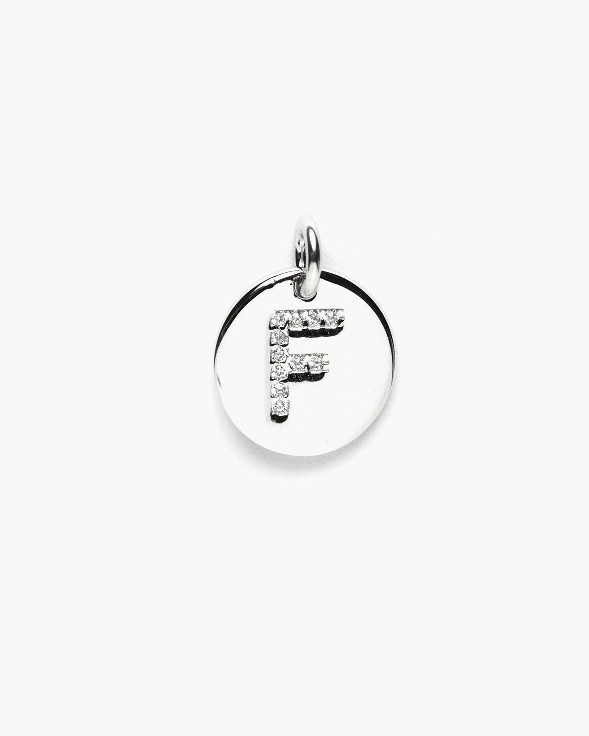 PENDENTE PIASTRA LETTERA ZIRCONATA / RODIO BIANCO LUCIDO